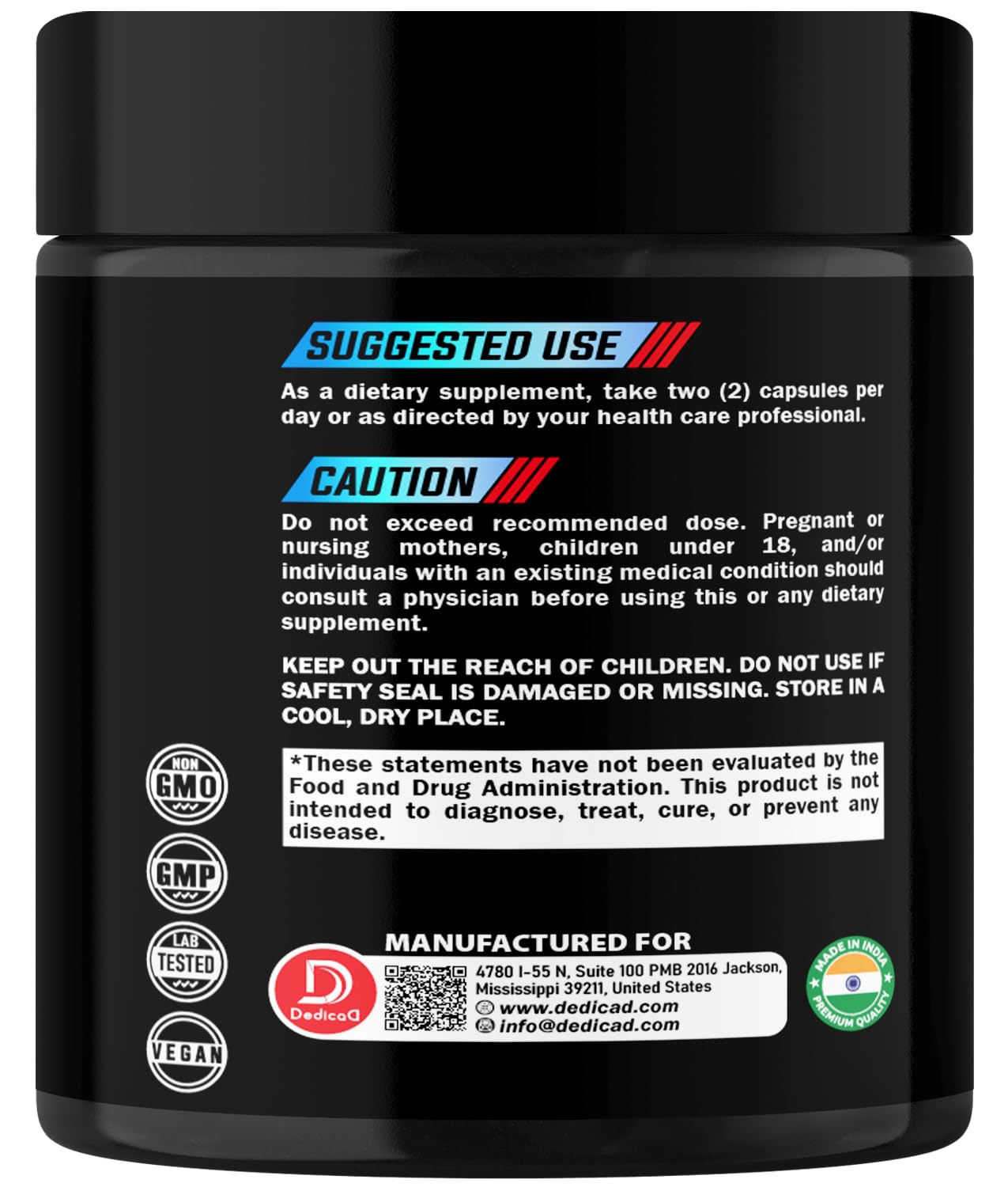 DEDICAD NAD.+ Supplement - Combined to Resveratrol, Quercetin, Berberine, Fisetin, TMG and Grape Seed - 60 Capsules DEDICAD uk supplements