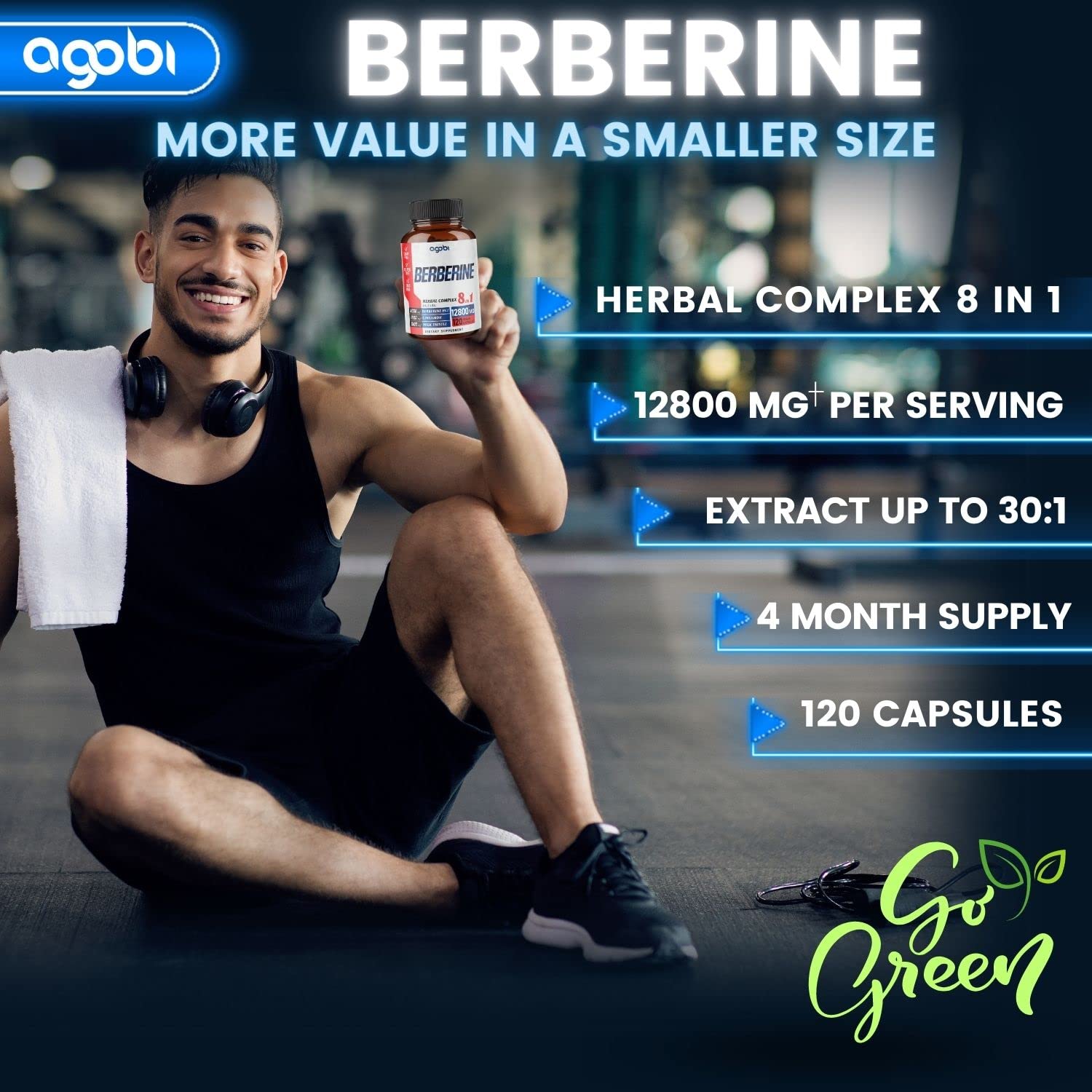 120 Capsules - Berberine Supplement 12800mg with Ceylon, Milk Thistle, Turmeric agobi uk supplements