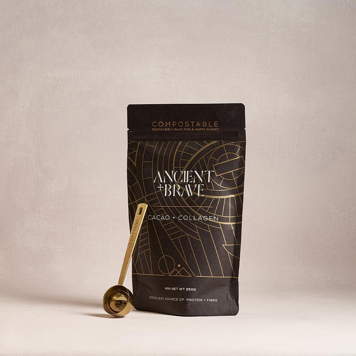 Ancient + Brave - Cacao + Collagen Powder 250g - Peruvian Raw Cacao Hot Chocolate with Grass Ancient + Brave uk supplements