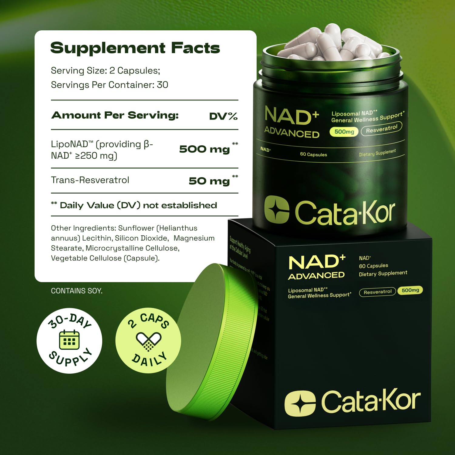 Cata-Kor Liposomal NAD Supplement with Resveratrol – NMN Supplement Alternative – Third-Party Tested – 30-Day Supply – Advanced NAD+ Resveratrol Cata-Kor uk supplements