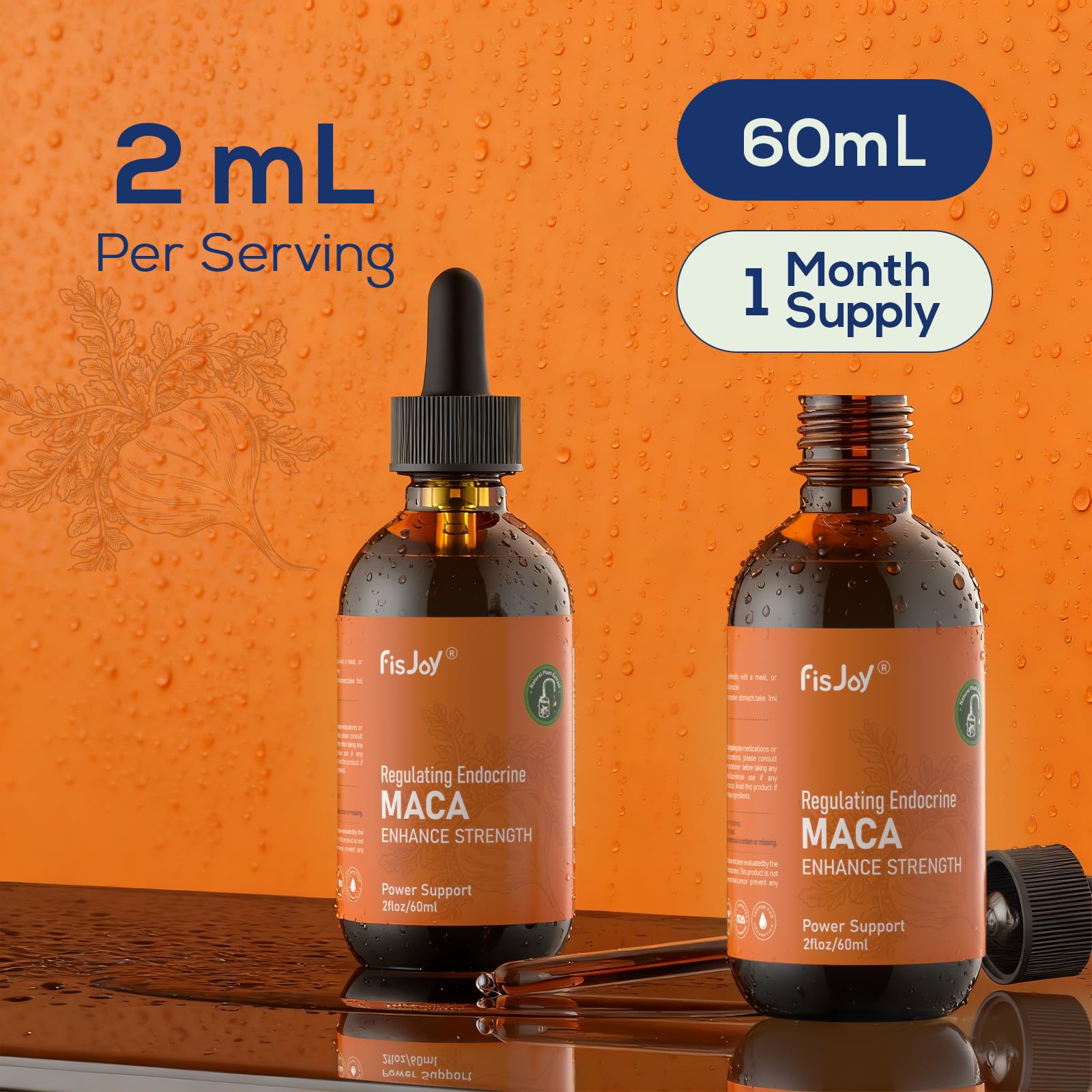 Fisjoy Organic Maca Liquid Drops with Ashwagandha & Beet Root – Supports Daily Vitality & Overall Wellness – Non-GMO, Vegan Herbal Supplement, 2 fl oz (60 mL) Fisjoy uk supplements