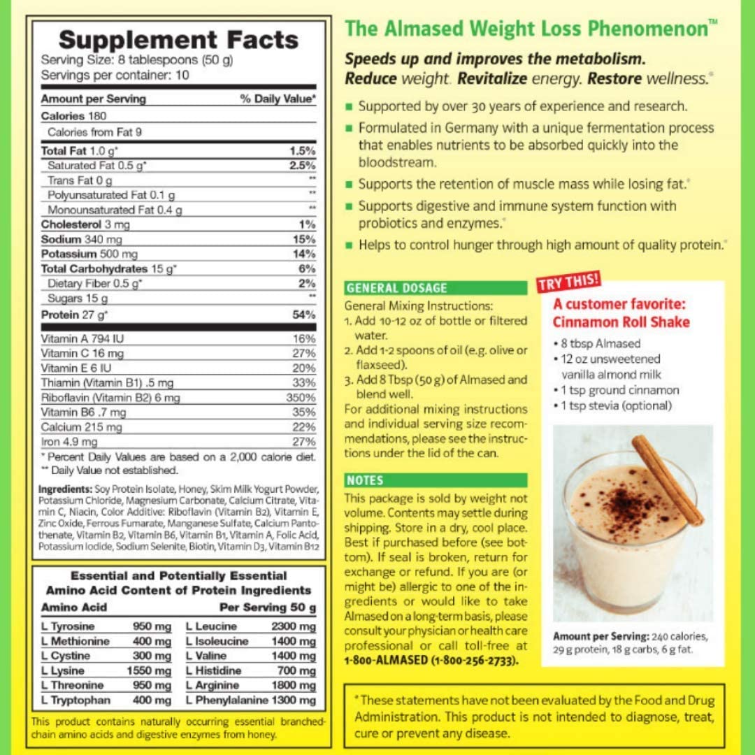 Almased Vanilla shakes – Gluten-Free, non-GMO Powder – Boost High Protein, Vanilla Flavor Almased uk supplements