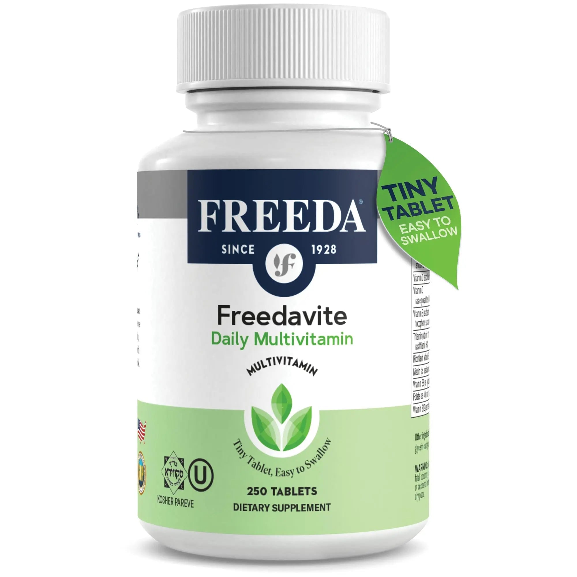 Freedavite Tiny Tablet - Moderate Multivitamin for Men and Women - Pure Vitamin A, C, D, E, B1, B2, B6, B12, Biotin, Calcium, Zinc, Iron, Magnesium FREEDA uk supplements