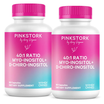 Pink Stork Myo-Inositol & D-Chiro Inositol Supplement - Hormonal Balance for Women - Ovarian Support - 40:1 Ratio - Fertility Supplements for Women - 180 Capsules, 2 Month Supply Pink Stork uk supplements