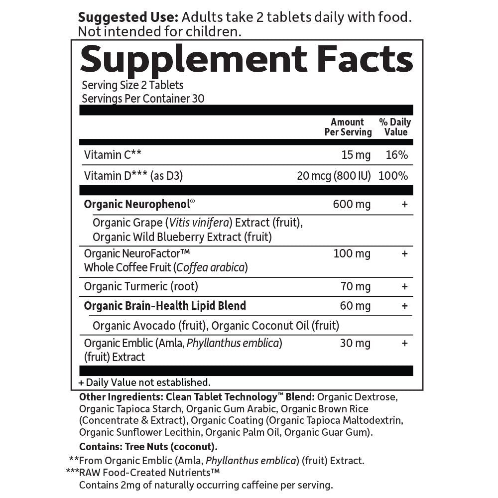 Garden of Life Dr. Formulated Organic Brain Health Memory & Focus for Adults 40+ 60 Tablets Garden of Life uk supplements