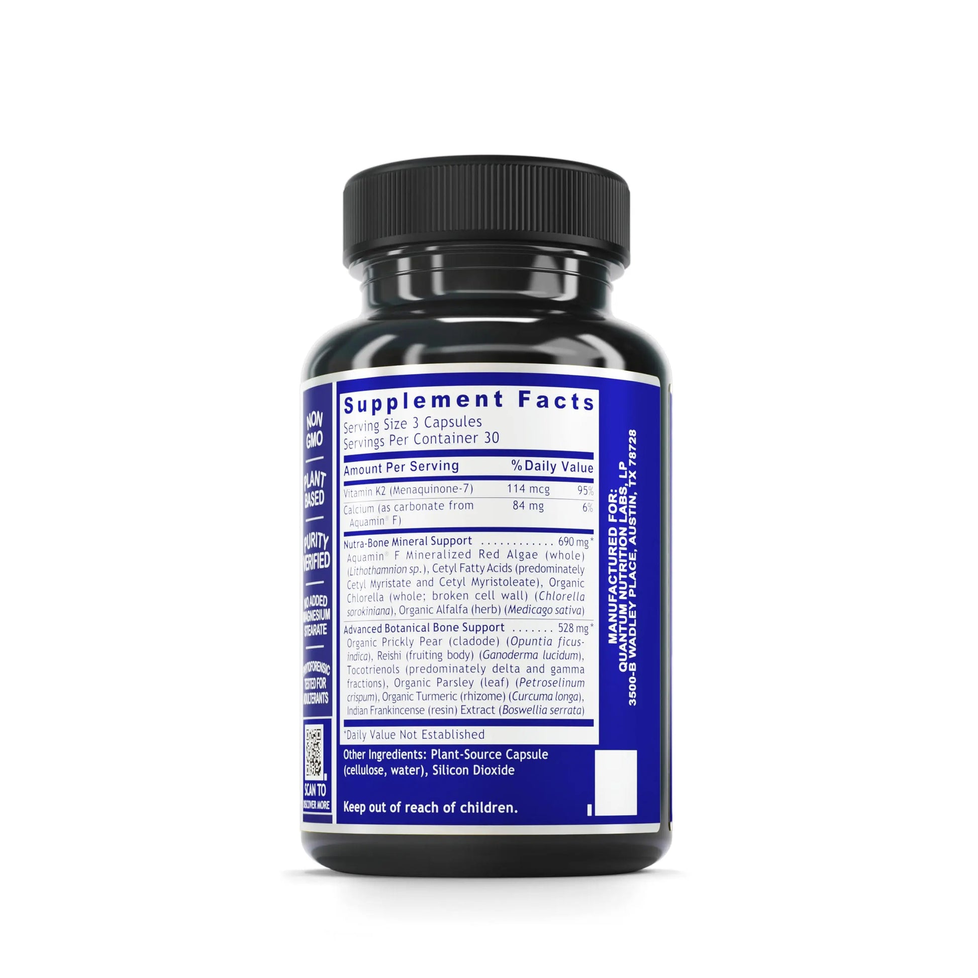 Quantum Nutrition Labs Quantum Bone Health - Bone Health Vitamins, Bone Strength Supplement for Women and Men, Organic Calcium Supplement with Fermented Vitamin K2, Bone Health Support - 90 Capsules Quantum Nutrition uk supplements