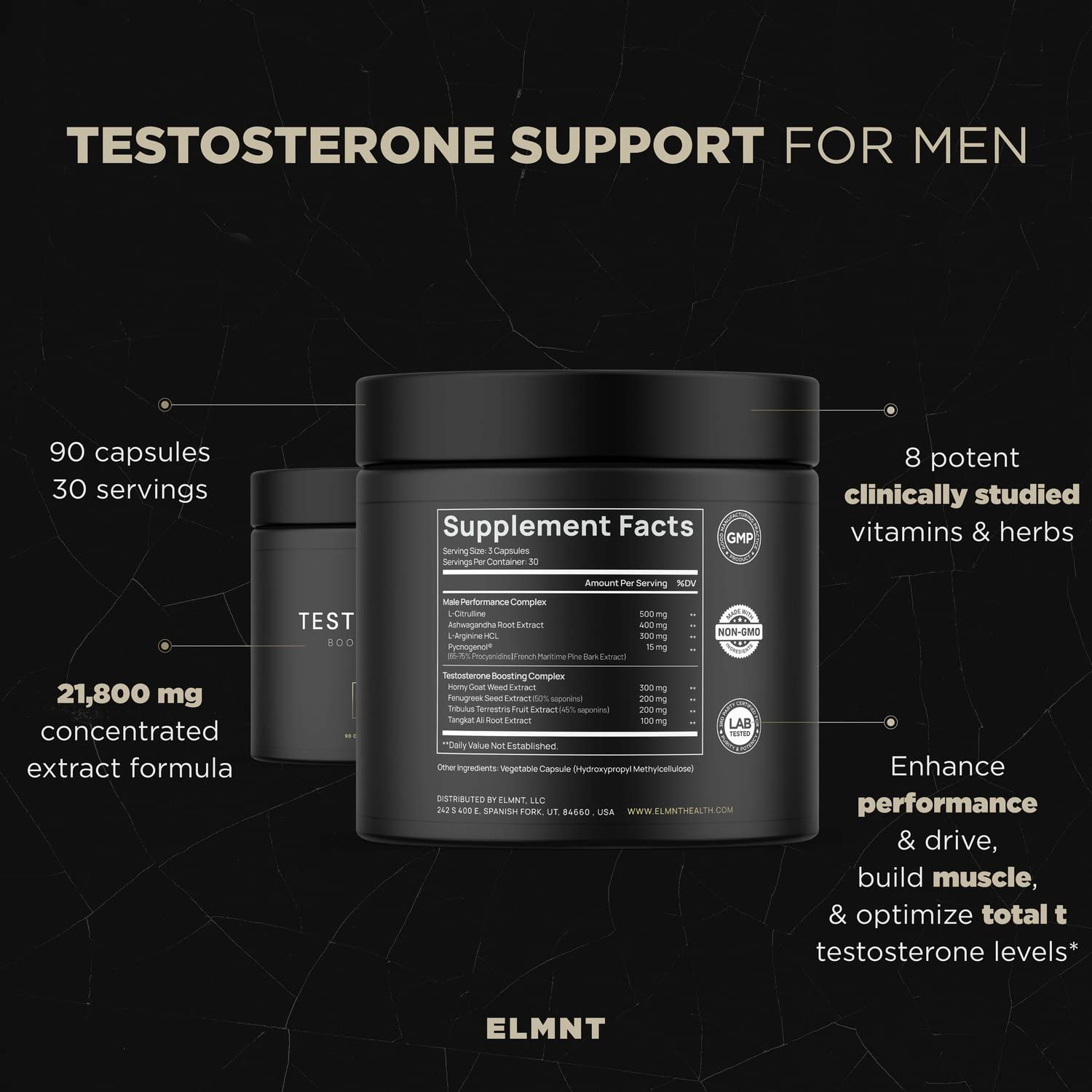 21,800mg Testosterone Booster for Men 8X Strength w. Ashwagandha, Tongkat Ali, Pycnogenol, Tribulus - Total T Male Enhancing Test Booster + Muscle Builder Workout Testosterone Supplement for Men TERRA ELMNT uk supplements