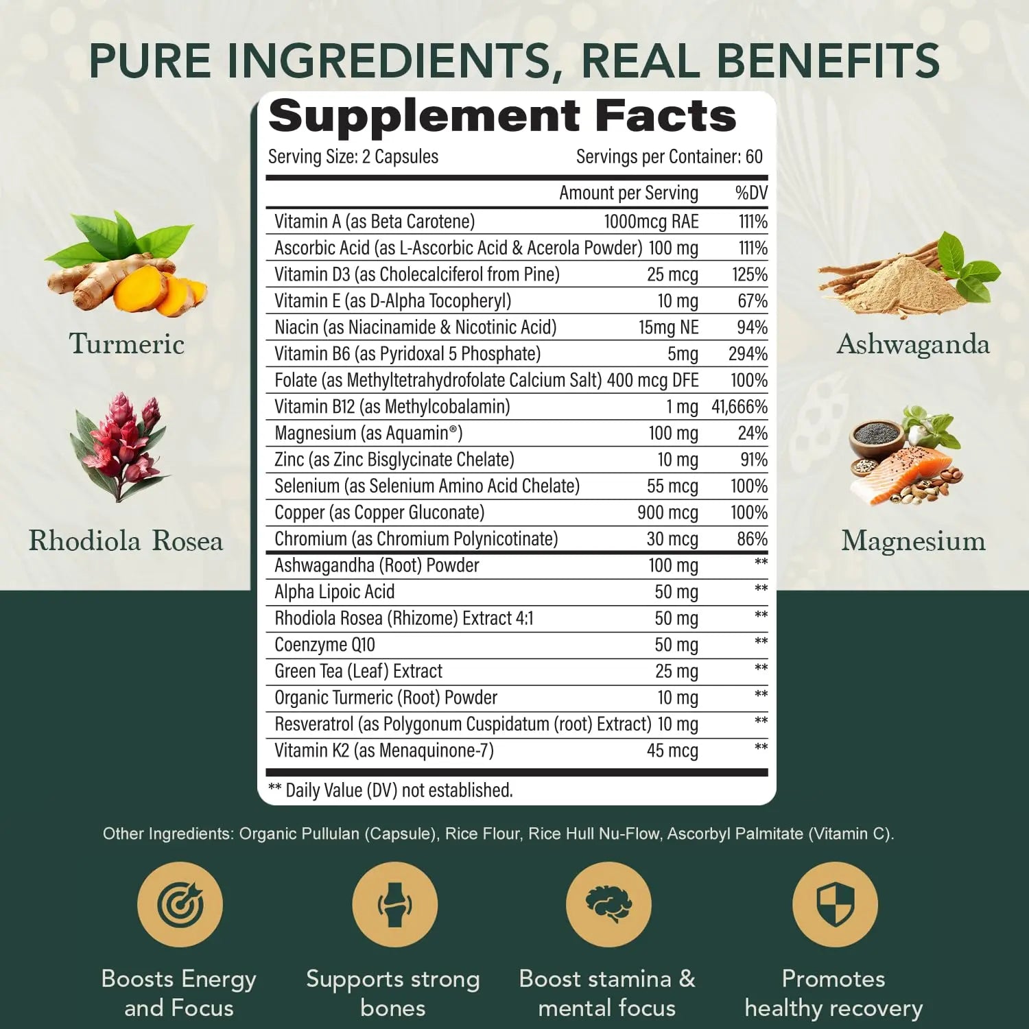 Multivitamin for Men with Vitamin D, K2, Zinc, Vitamin B12, A, E, B6, Calcium – Immune Health & Energy Support Daily Mens Multivitamins Elements of LIfe uk supplements