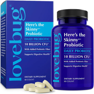 LOVEBUG Skinny Prebiotics and Probiotics for Women Digestive Health & Immune Support - 10 Billion CFU Probiotic Strains Gut Health, Gas, Constipation & Bloating, 60ct LOVEBUG uk supplements