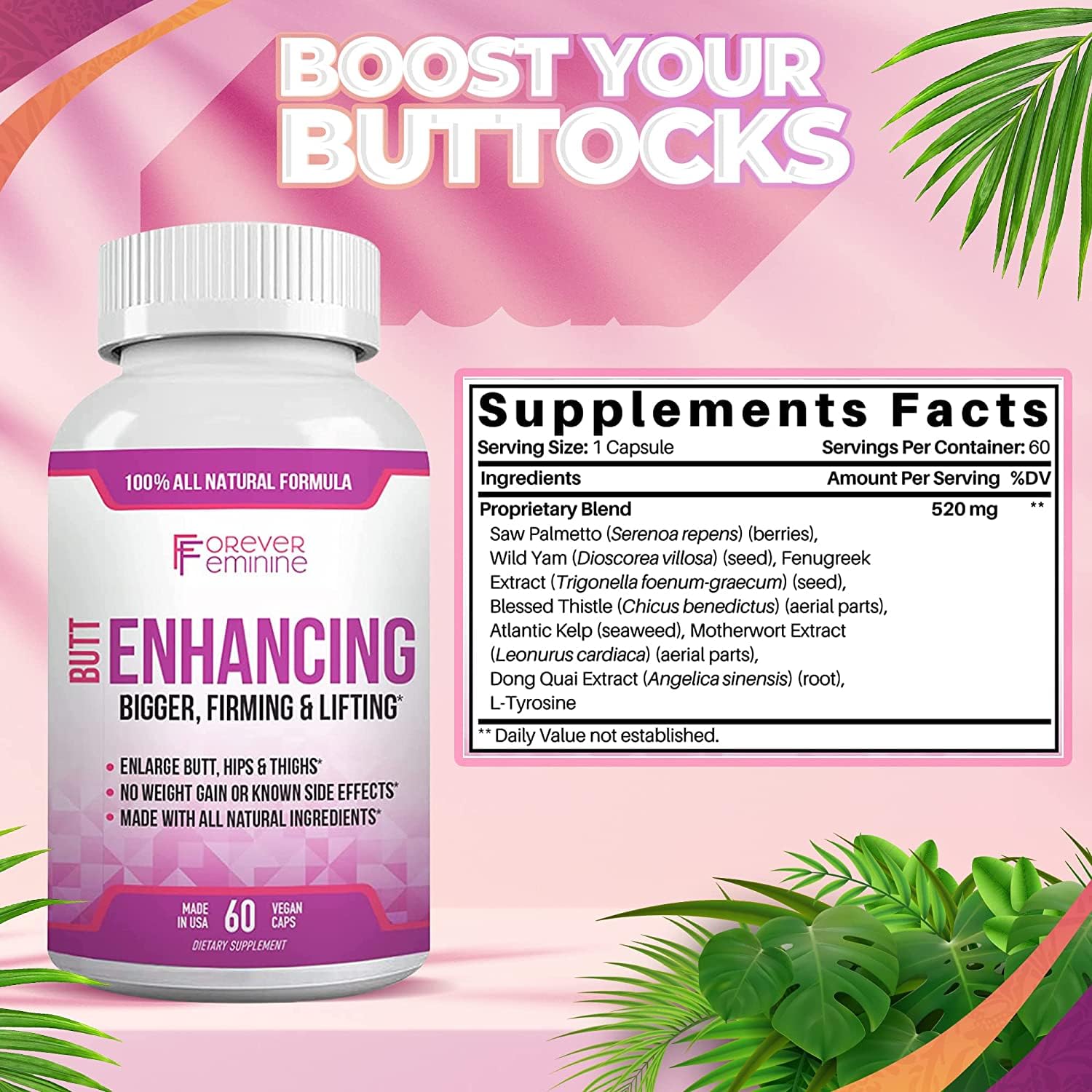 Forever Feminine Premium Butt Enhancement Pills - Booty Enlargement Pills - Shape Forever Feminine uk supplements