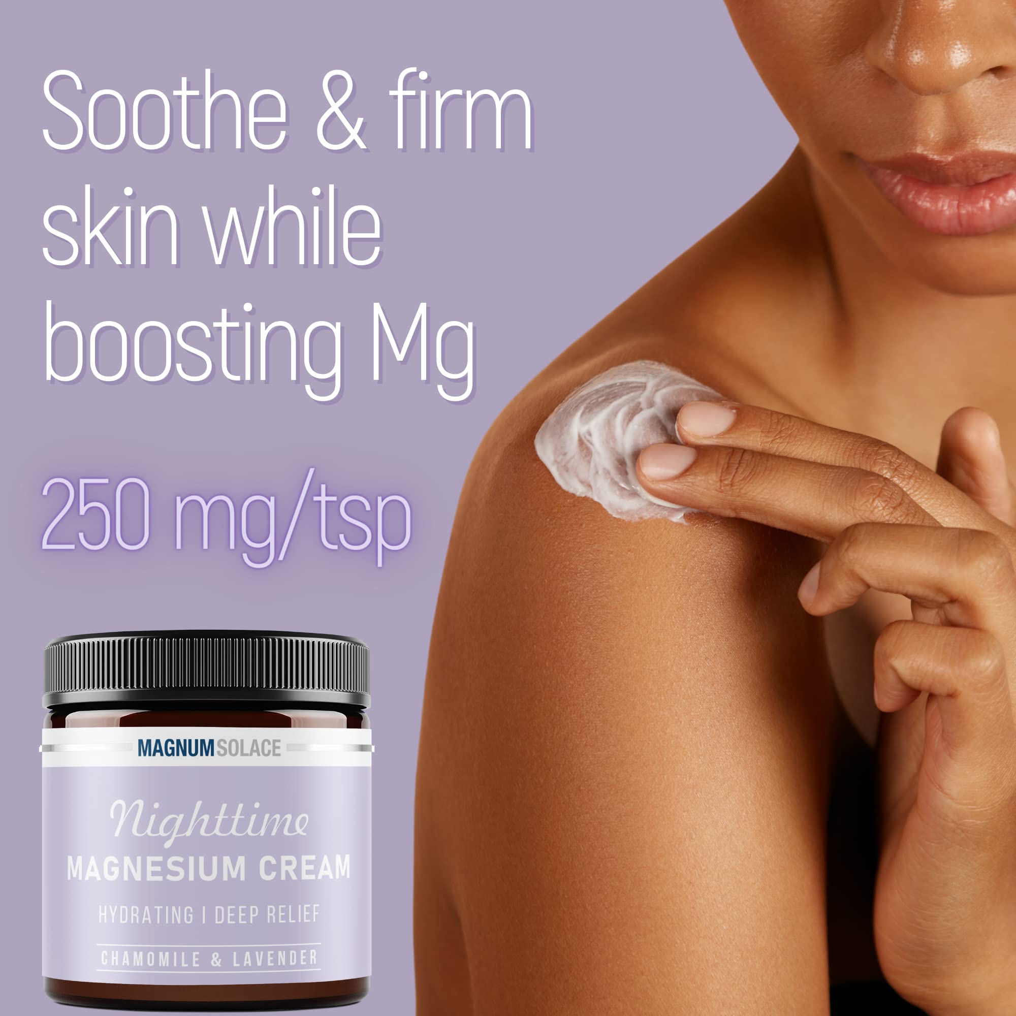 Magnum Solace Magnesium Lotion – Nighttime Magnesium Cream – Apply to Legs, Arms or Chest - Topical Magnesium Chloride – USA Made and Safe for Kids (Chamomile Lavender) Magnum Solace uk supplements