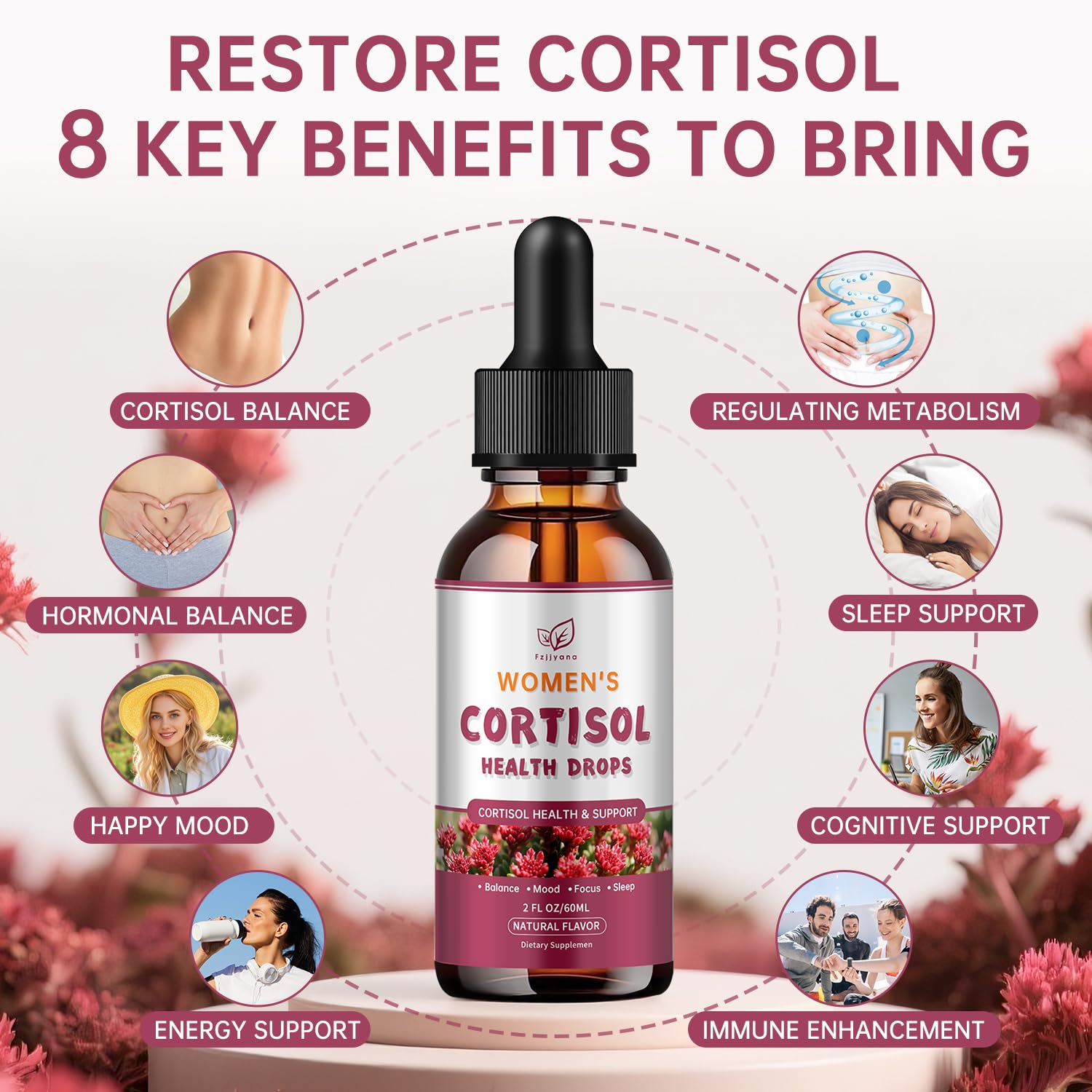 Cortisol Manager Liquid Drops, Cortisol Supplements for Women, with magnesium ashwagandha, rhodiola rosea,l-theanine,Phosphatidylserine-Promote Relaxation and Support Mood- 30 Day Vegan Supply Fzjjyana uk supplements