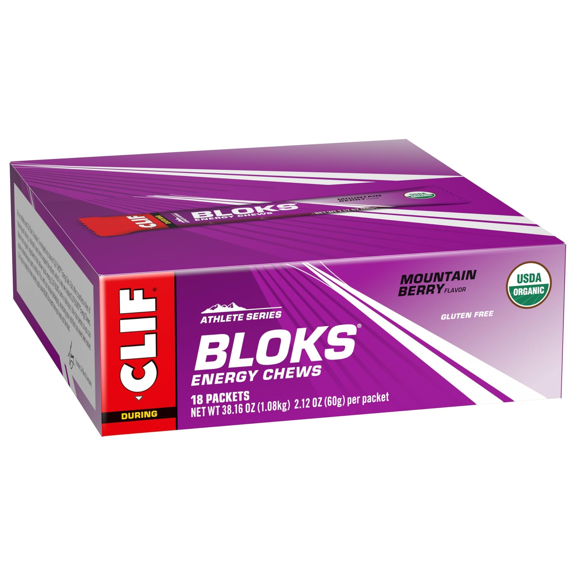 CLIF BLOKS - Mountain Berry Flavor - Energy Chews - Non-GMO - Plant Based - Fast Fuel for Cycling and Running - Quick Carbohydrates and Electrolytes - 2.12 oz. (18 Count) CLIF Bar uk supplements