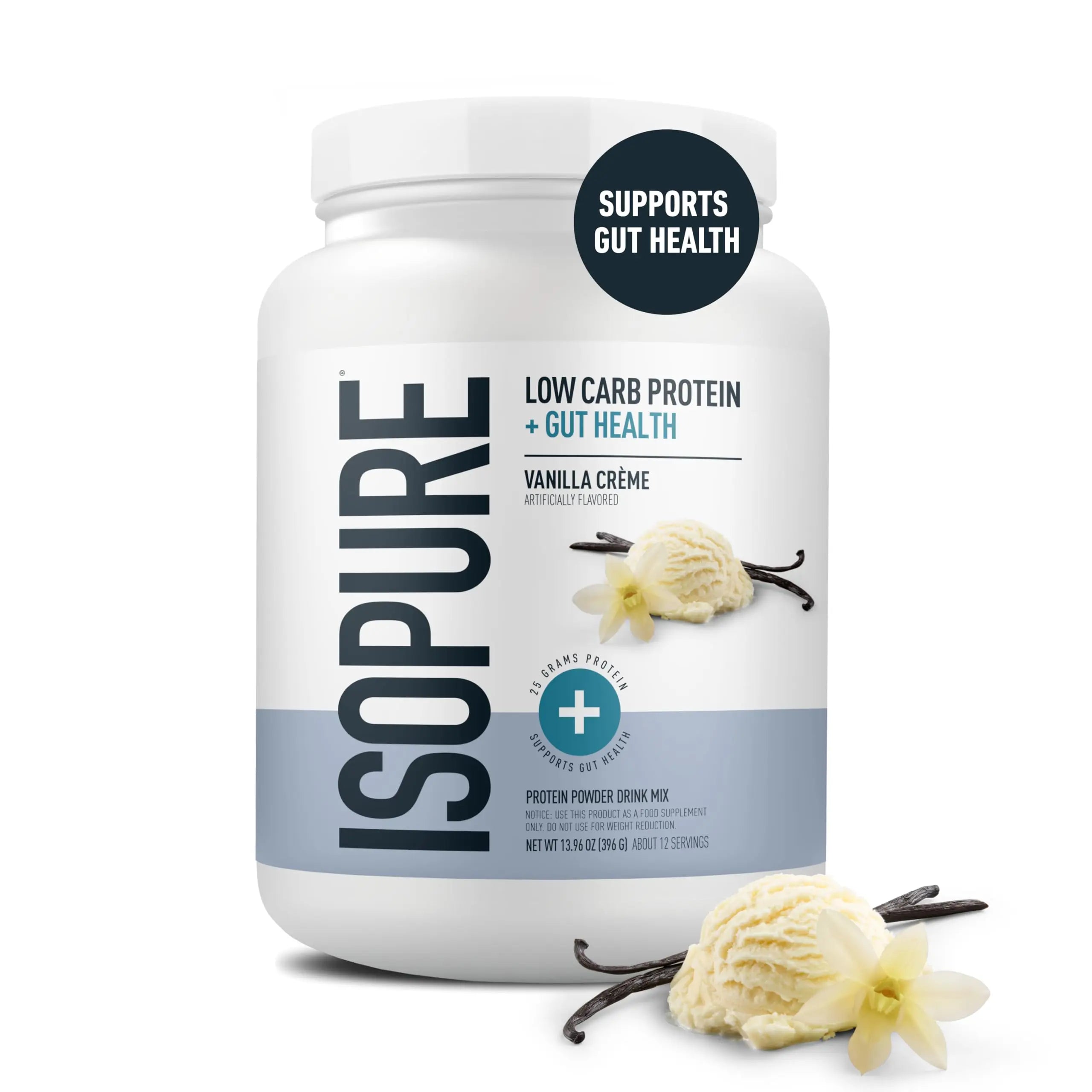 Isopure Protein + Gut Health & Immune Support Powder, Vanilla Crème, 25g Whey Protein with Prebiotics & Vitamins, 12 Servings (Pack of 1) Isopure uk supplements