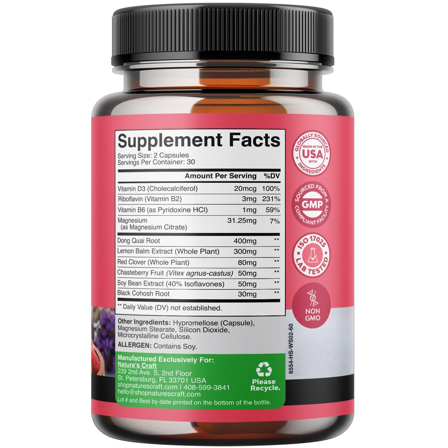 Complete Herbal Menopause Supplement for Women - Multibenefit Menopause Relief Hormone Balance Natures Craft uk supplements