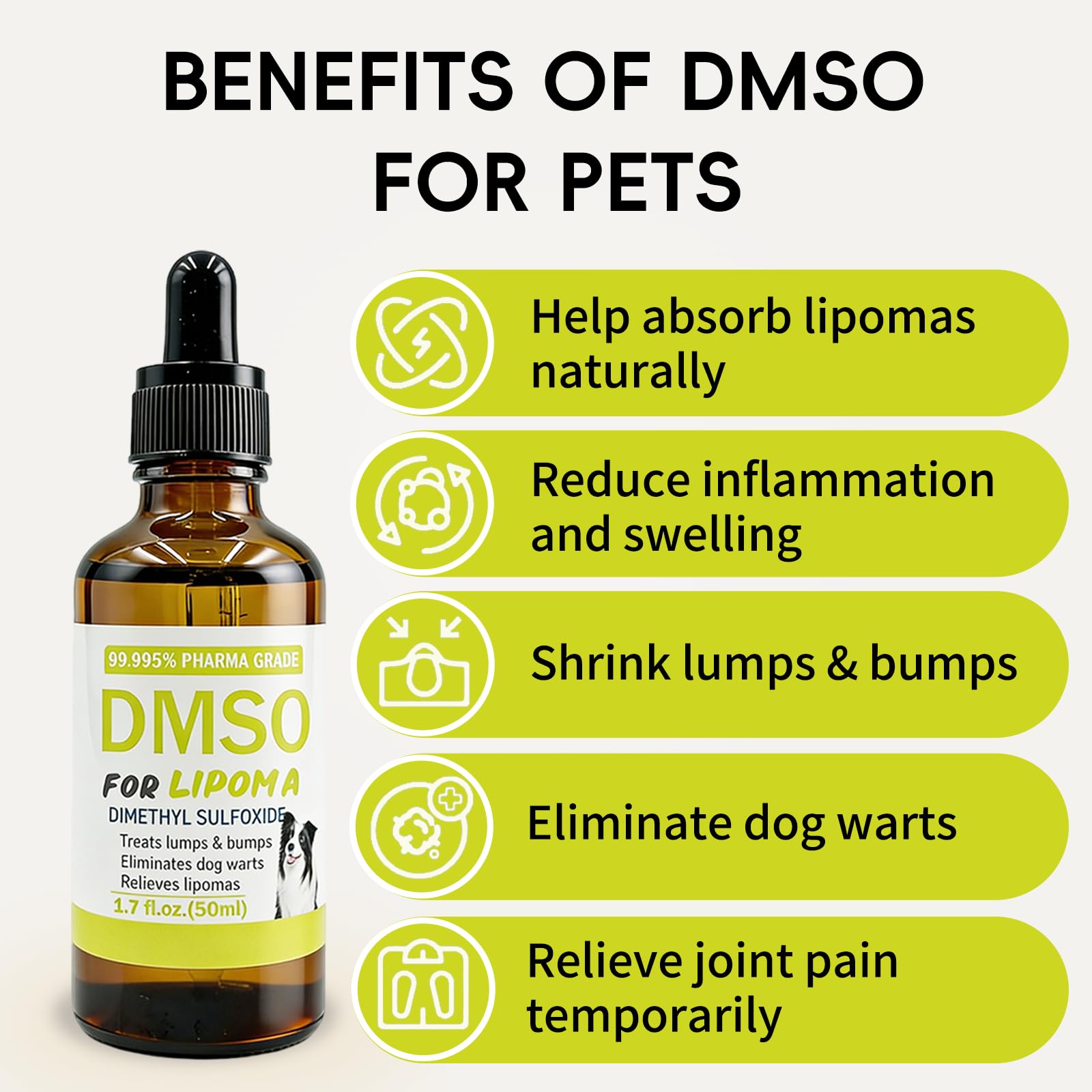 Topical 99.995% DMSO for Dogs Lipoma, Lipoma Treatment for Dogs, Reduce Fatty Lumps and Bumps Inflammation, Swelling, Dog Pain Relief, DMSO in Glass Bottle with Precision Dropper, 1.7 oz Jdicklary uk supplements