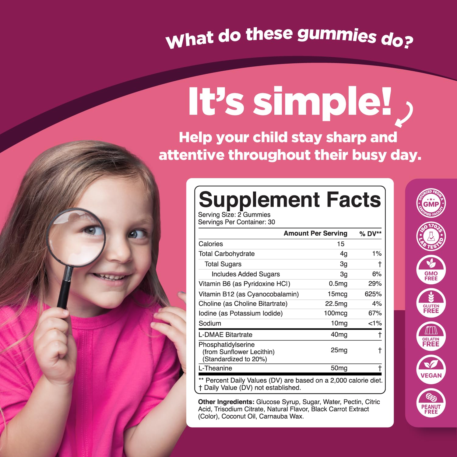 Phytoral Vegan Kids Focus Gummies - Potent Chewable Brain Support for Children - Enhances Concentration & Memory - Calming Supplements & Focus Gummies for Kids - Non-GMO & Gluten-Free - 60 Count Phytoral uk supplements