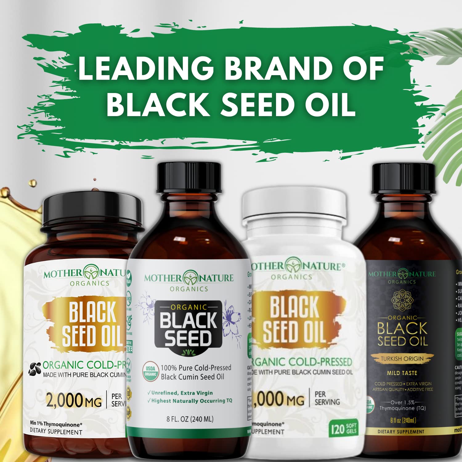 Organic Black Seed Oil 2000mg - 60 Softgel Capsules (Non-GMO) Premium Cold-Pressed Mother Nature Organics Superfoods for Organic Living uk supplements