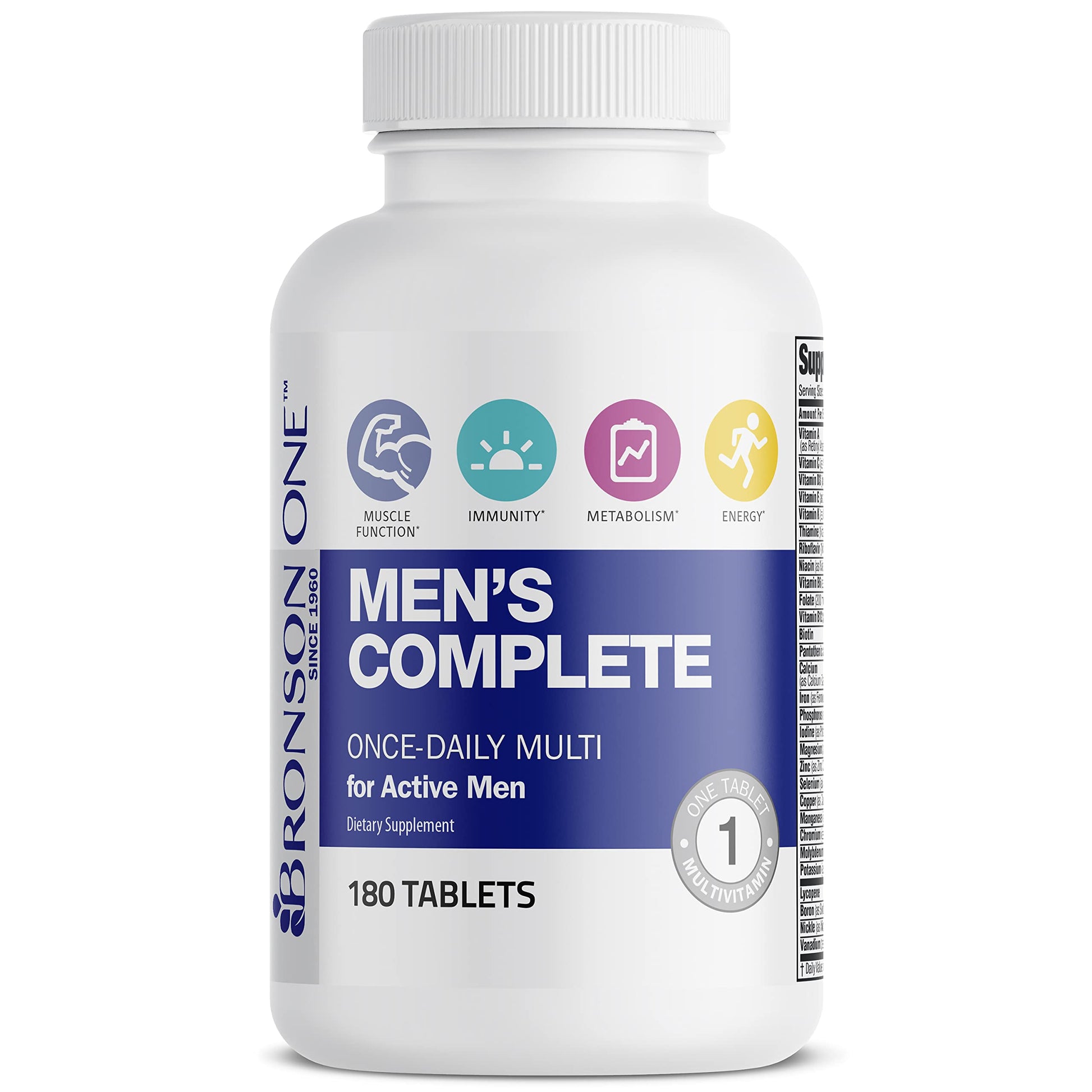 Bronson ONE Daily Men’s Complete Multivitamin Multimineral Once-Daily Multi for Active Men, 180 Tablets Bronson uk supplements