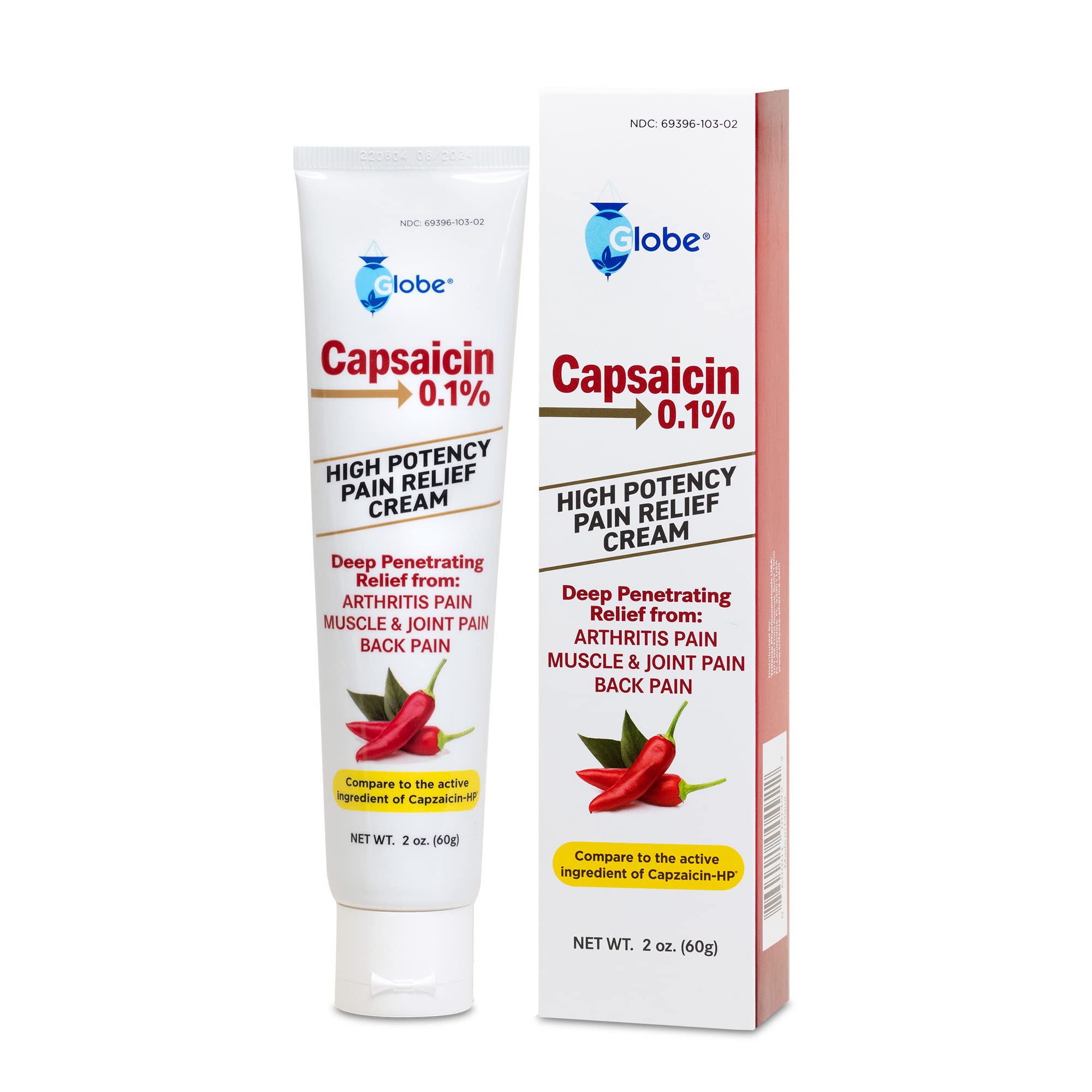 Globe (3 Pack) Capsaicin 0.1% High Potency Pain Relief Cream, Unscented (2 oz) Deep Penetrating Relief from: Arthritis, Muscle, Joint and Back Pain Globe uk supplements