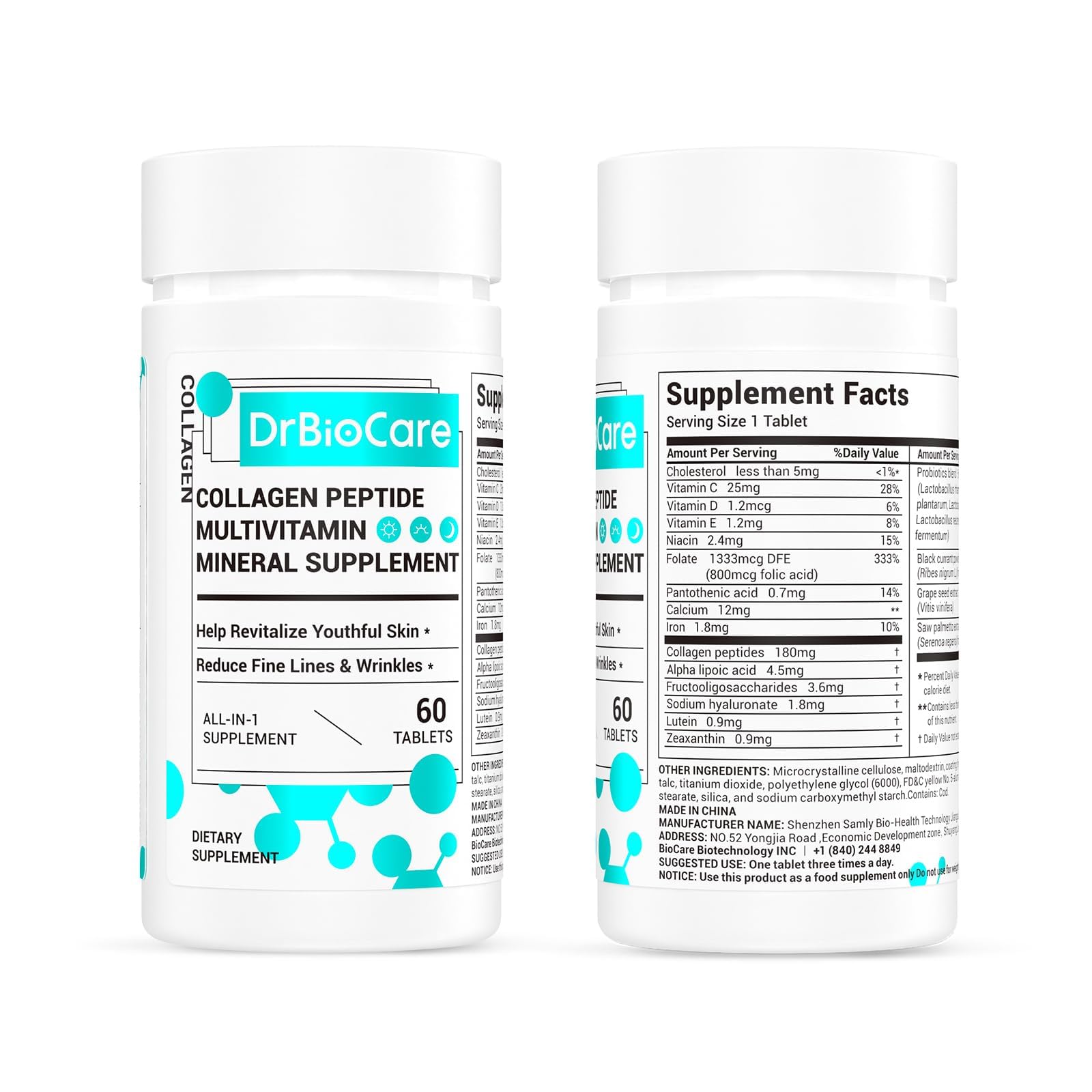 DrBioCare Collagen Peptides for Women, Beauty Vitamin & Mineral Supplement,Contains Vitamin D3, Probiotics for Women & Collagen Peptides,Vitamin B Complex,Vitamin E 180 Tablets DrBioCare uk supplements