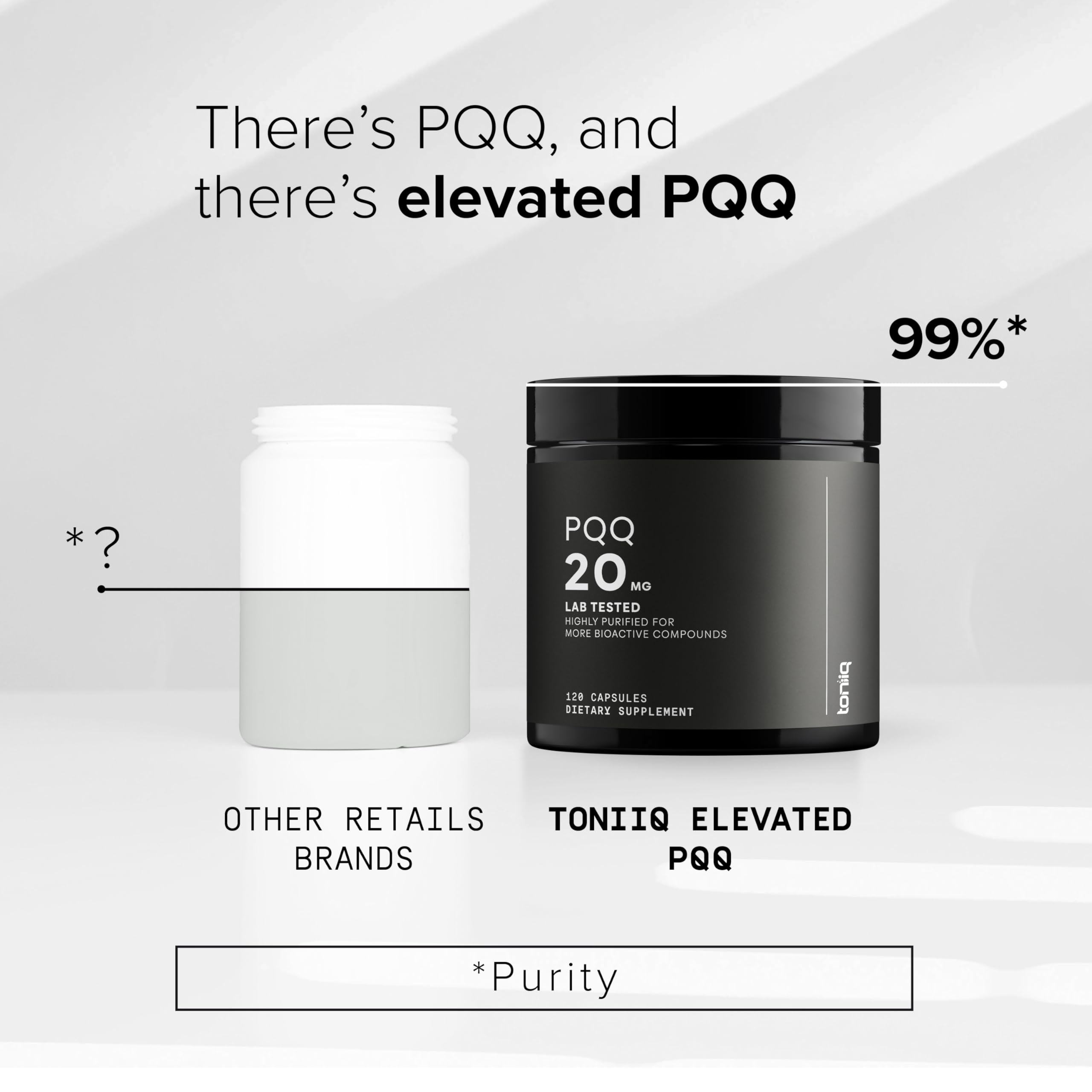 Toniiq 99%+ 20mg Supplement - Ultra High Purity PQQ 20mg Concentrated Formula - PQQ 20 mg 120 Capsules - Pyrroloquinoline Quinone Supplement - 1 Capsule Serving - Vegetarian Capsules Toniiq uk supplements