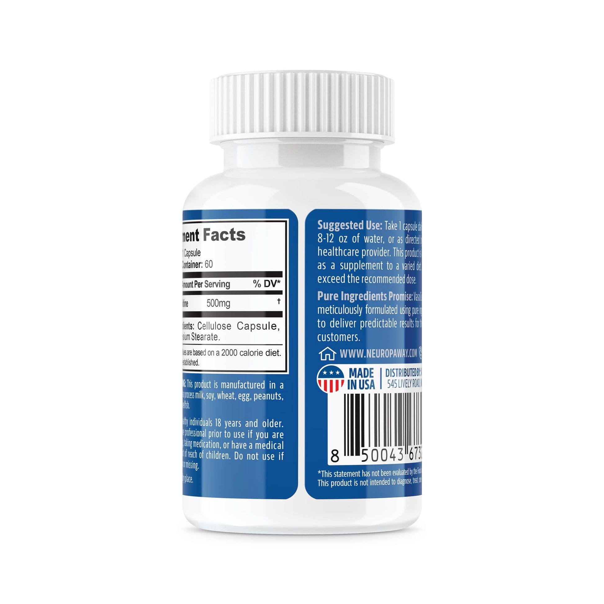 NeuropAWAY Elements Acetyl L-Carnitine 500mg 60ct Acid Resistant Capsules (60 500mg NeuropAWAY uk supplements