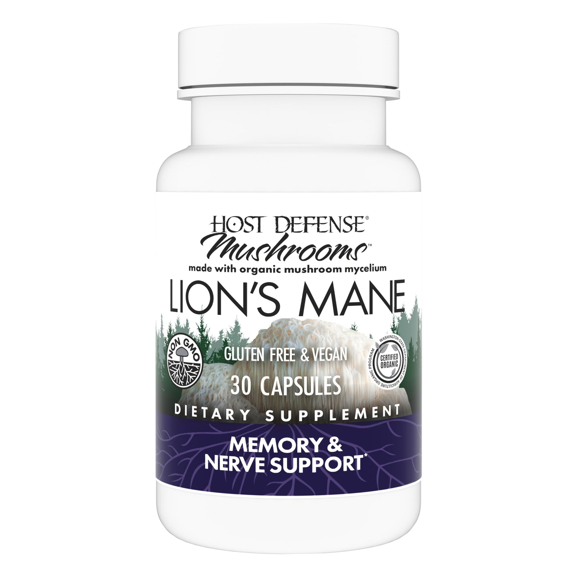 Host Defense Mushrooms Lion's Mane - Brain Health Support Supplement for Focus & Memory Function - Immune & Nervous System Support Supplement- 30 Capsules Host Defense uk supplements
