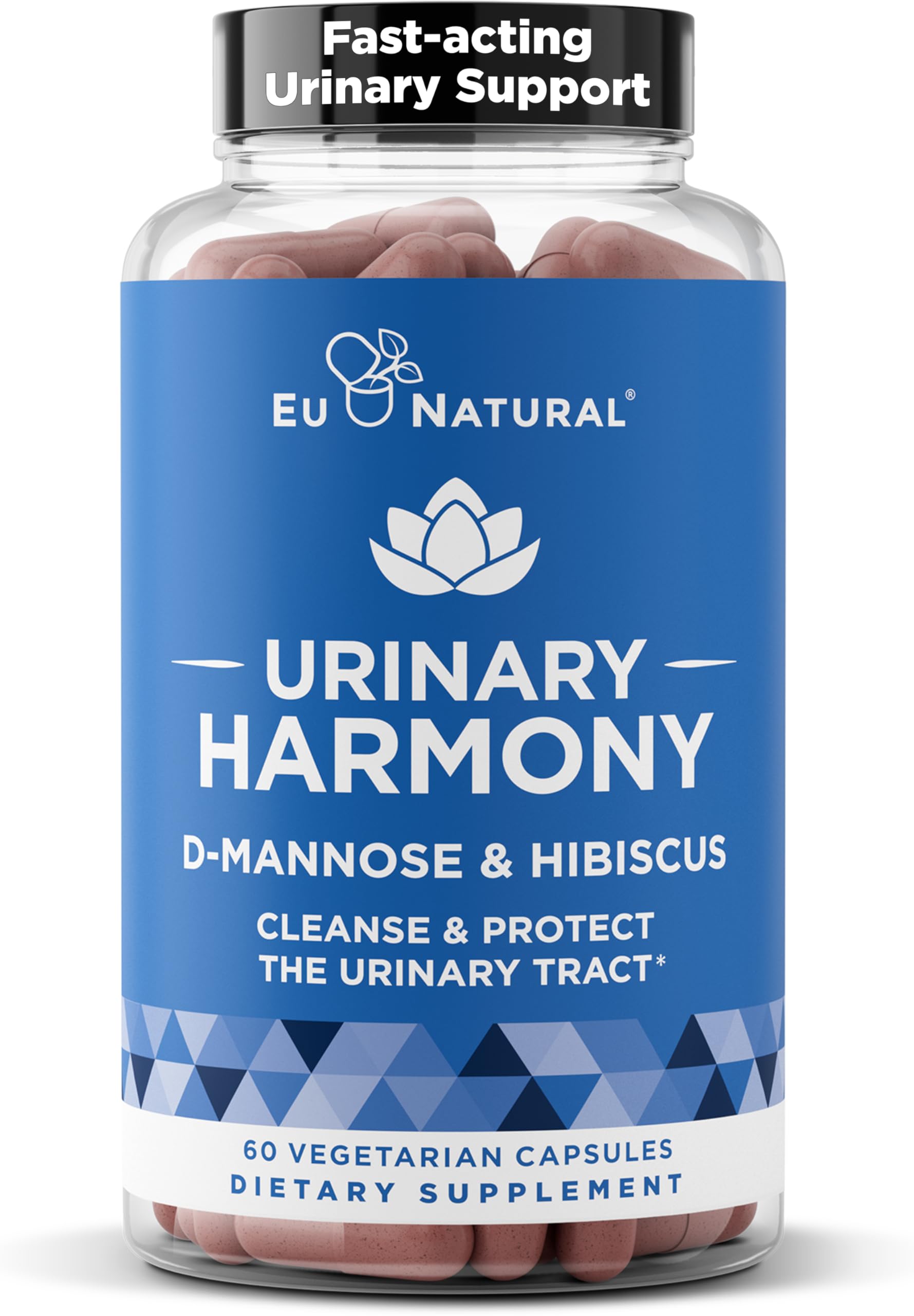 Eu Natural Urinary Harmony D-Mannose Supplement - Urinary Tract Health for Women - Fast-Acting Urinary Cleanse & Flush with Clinical-Strength D-Mannose & Hibiscus - 60 Capsules Eu Natural uk supplements
