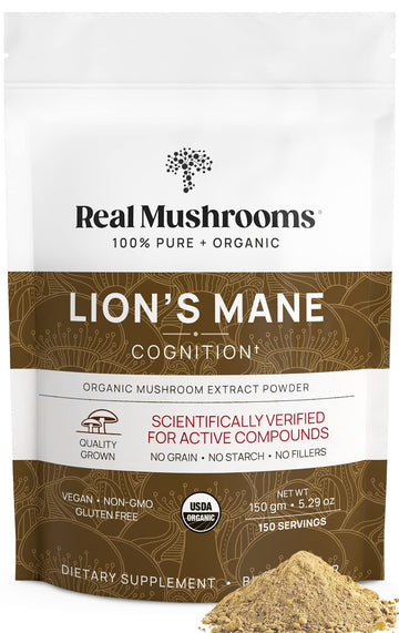 Real Mushrooms Lion’s Mane Powder - Organic Lions Mane Mushroom Extract Real Mushrooms uk supplements