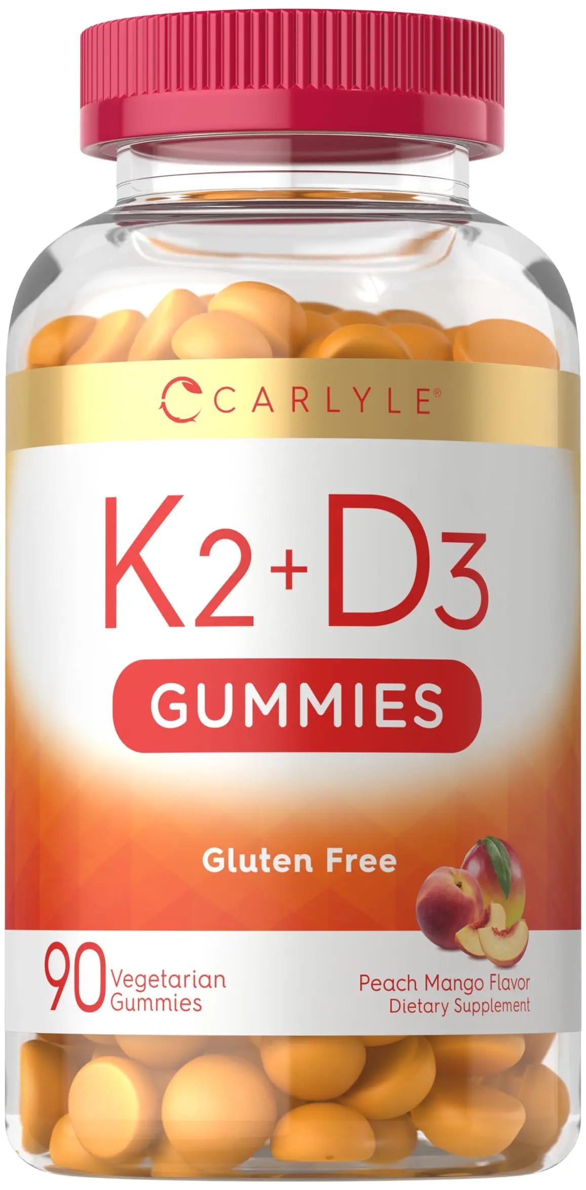 Carlyle Vitamin D3 K2 Gummies | 90 Count | 5,000 IU of D3 + 100 mcg MK7 | Peach Mango Flavor Carlyle uk supplements