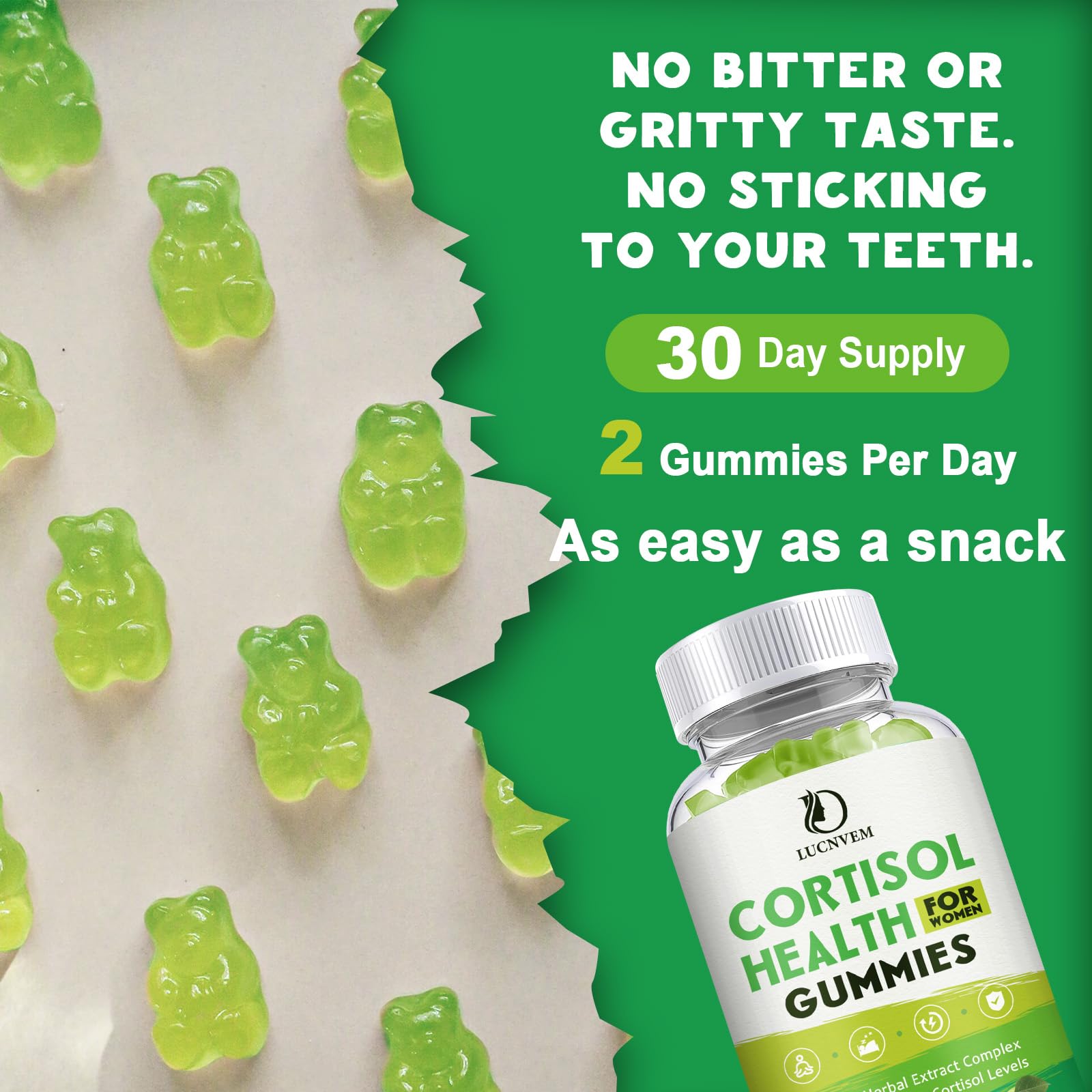 Cortisol Detox for Women Gummies, Cortisol Reducer Detox Manager, Magnesium Ashwagandha Rhodiola Rosea Herbal Complex for Mood/Focus & Sleep, Maintain Healthy Cortisol Levels - 30 Day Vegan Supply LUCNVEM uk supplements