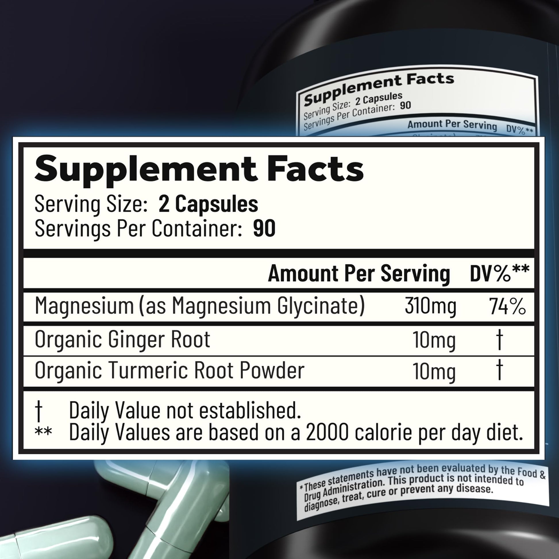 Magnesium Glycinate Capsules with Organic Turmeric and Ginger - 180 Vegan Capsules for Sleep, Relaxation, Muscle Cramps and Immune Support Holistic Method uk supplements
