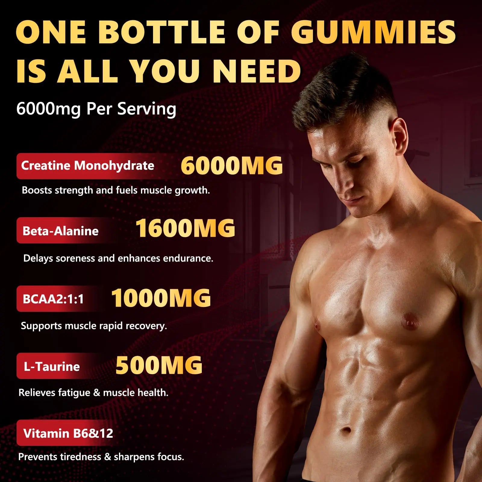 ZELKORE Creatine Monohydrate Gummies 6000mg for Men & Women, Sugar Free Creatine Gummy for Pre & Post Workout, High Absorption Supplement with BCAA, Support Boost Strength, ZelKore uk supplements