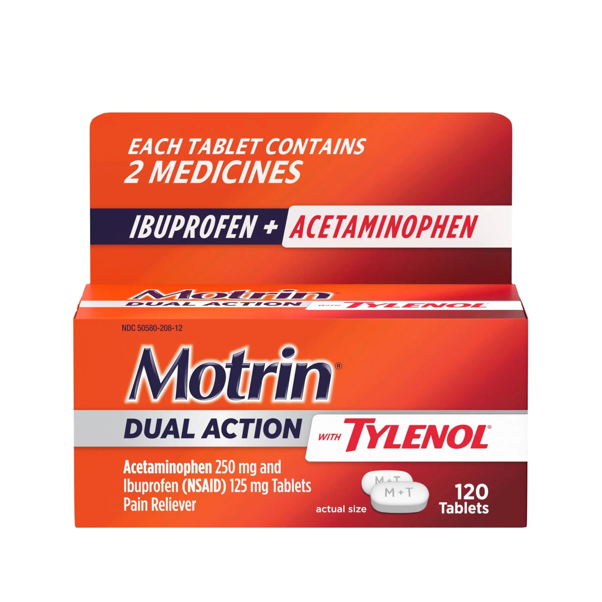 Motrin Dual Action with Tylenol, Ibuprofen & Acetaminophen Fast-Acting Dual Action Pain Reliever for Minor Aches & Pains, Ibuprofen (NSAID) 125 mg & Acetaminophen 250 mg, 120 ct Motrin uk supplements