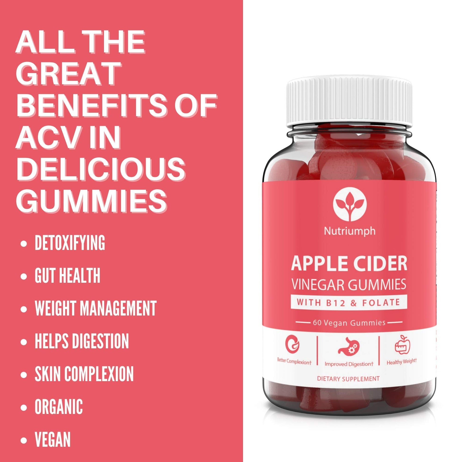 Nutriumph Apple Cider Vinegar Gummies with The Mother Vegan – Weight Loss, Detox Nutriumph uk supplements