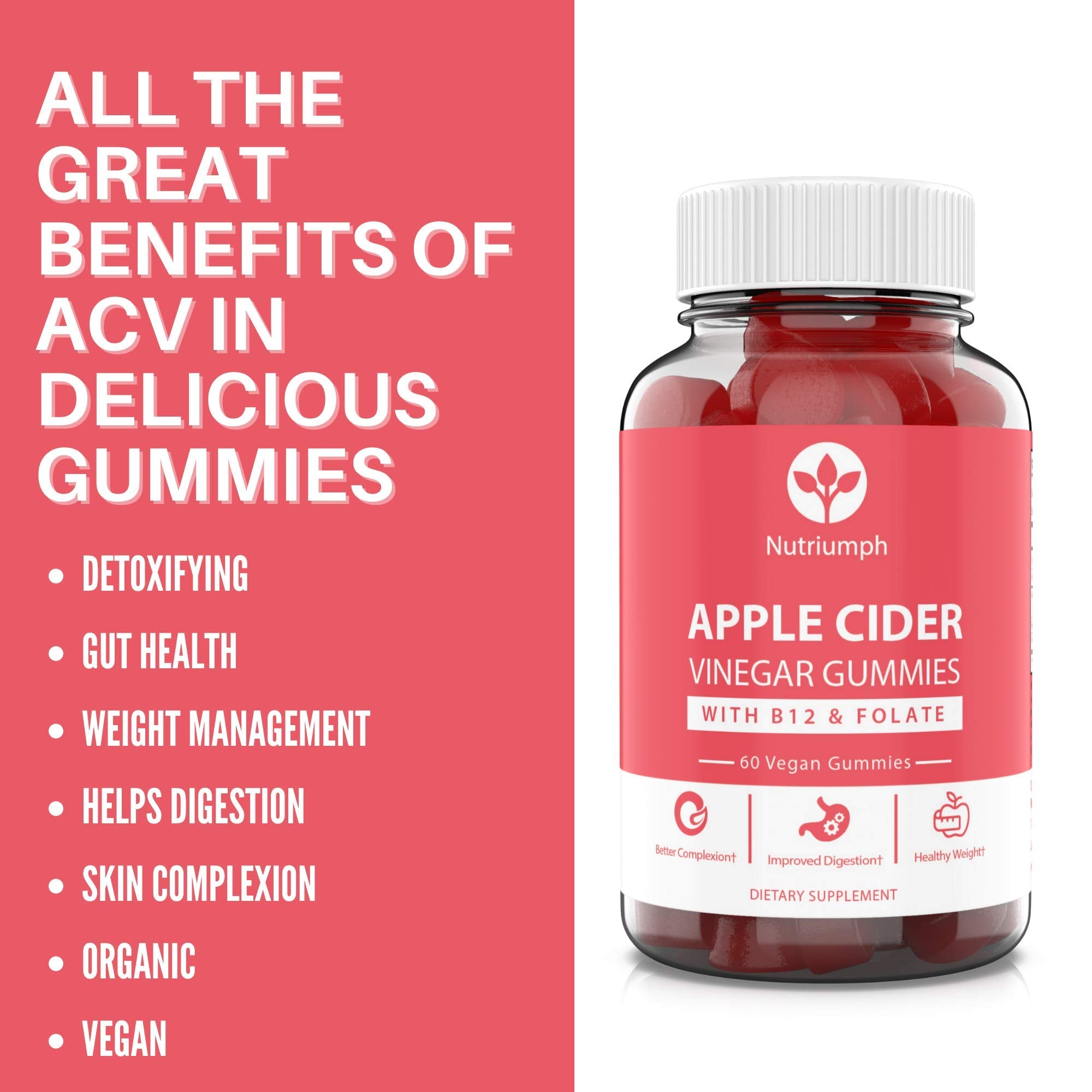 Nutriumph Apple Cider Vinegar Gummies with The Mother Vegan – Weight Loss, Detox Nutriumph uk supplements