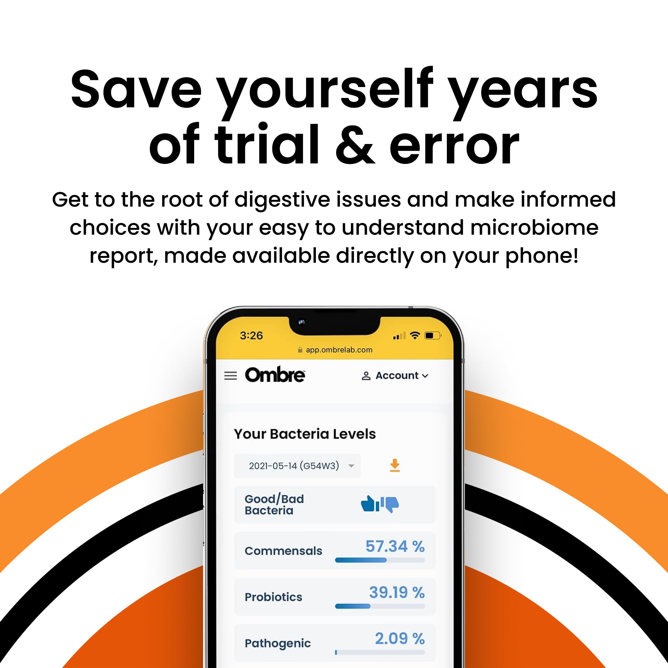 Ombre Gut Health Test Kit - Probiotic Recommender at Home Test for Women & Men - Detailed Custom Gut Microbiome Analysis for Digestive, Immune and Mental Health with Food Suggestions Ombre uk supplements