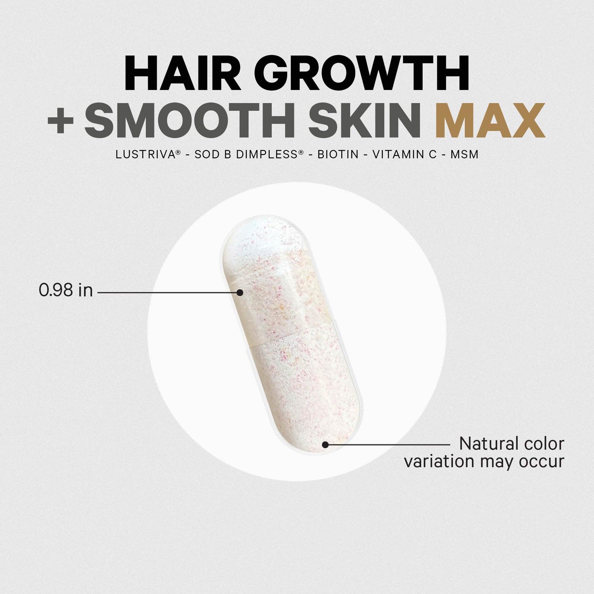 Codeage Hair Growth + Smooth Skin Max Vitamins Supplement - Patented Lustriva & SOD B Dimpless Superoxide Dismutase - Hair Growth Health Skin Cellulite Support - Biotin, Vitamin C, MSM - 30 Capsules Codeage uk supplements