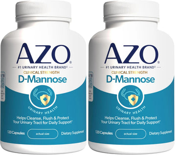 AZO D Mannose Urinary Tract Health, Cleanse, Flush & Protect The Urinary Tract, No.1 Pharmacist Recommended Brand, Clinical Strength, Non-GMO, 120 Count (Pack of 2) AZO uk supplements