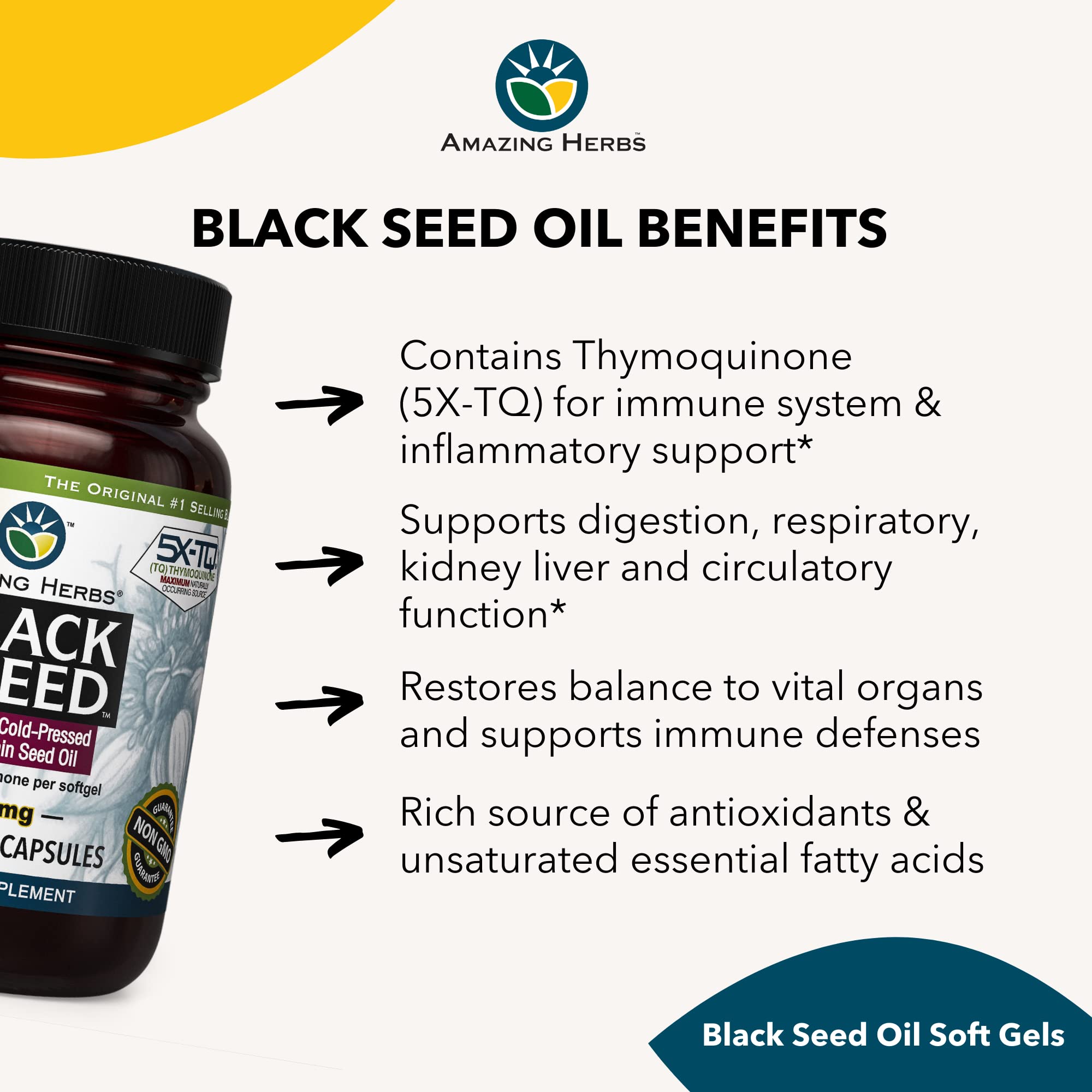 Amazing Herbs Premium Black Seed Oil Capsules - Cold Pressed Nigella Sativa Aids Amazing Herbs uk supplements