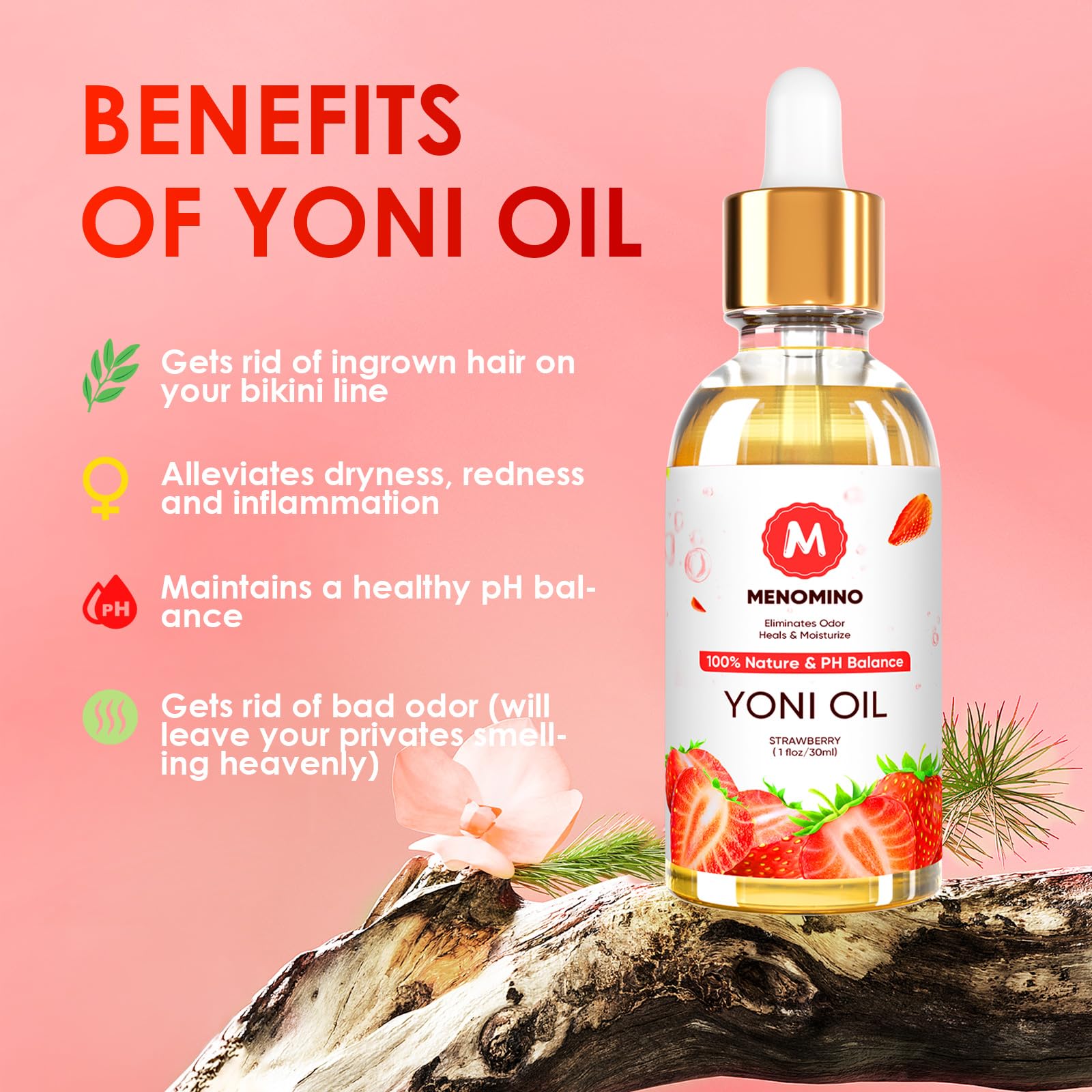 2 Pack Yoni Oil Feminine Oil for Women pH Balance - Feminine Deodorant - Vaginal Moisturizer - Eliminates Odor MENOMINO uk supplements