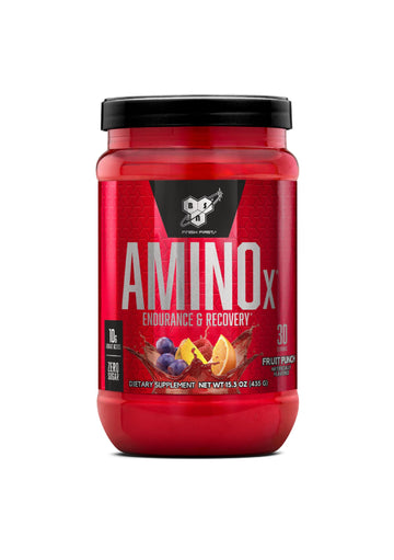 BSN Amino X Muscle Recovery & Endurance Powder with BCAAs, Intra Workout Support, 10 Grams of Amino Acids, Keto Friendly, Caffeine Free, Flavor: Fruit Punch, 30 servings (Packaging May Vary) BSN uk supplements