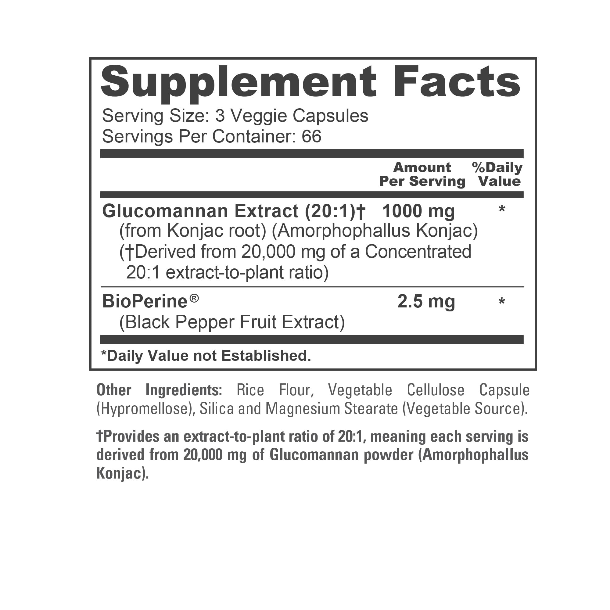 NusaPure Glucomannan 20,000 mg per Serving 200 VCaps (20:1 Extract, BioPerine Non-GMO, Vegan) Konjac Root NusaPure uk supplements