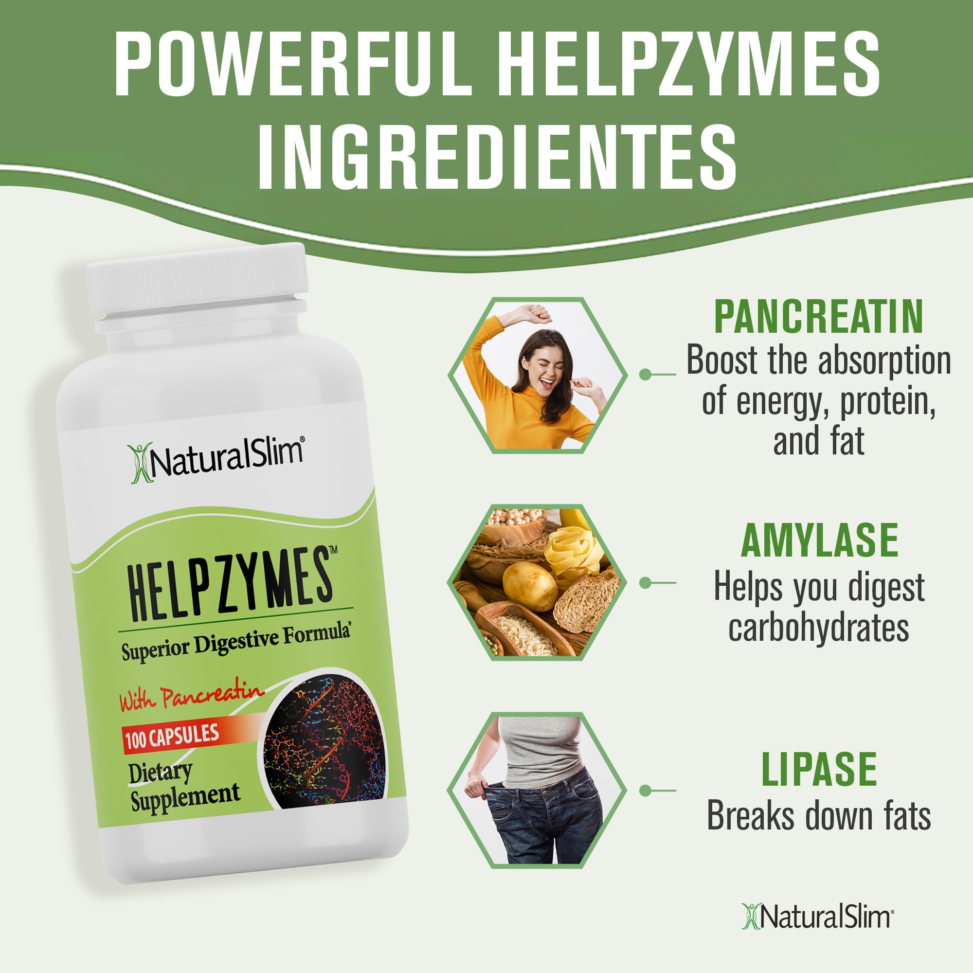 NaturalSlim Helpzymes Digestive Enzymes for Digestion, Bloating, Gas Reli NaturalSlim uk supplements