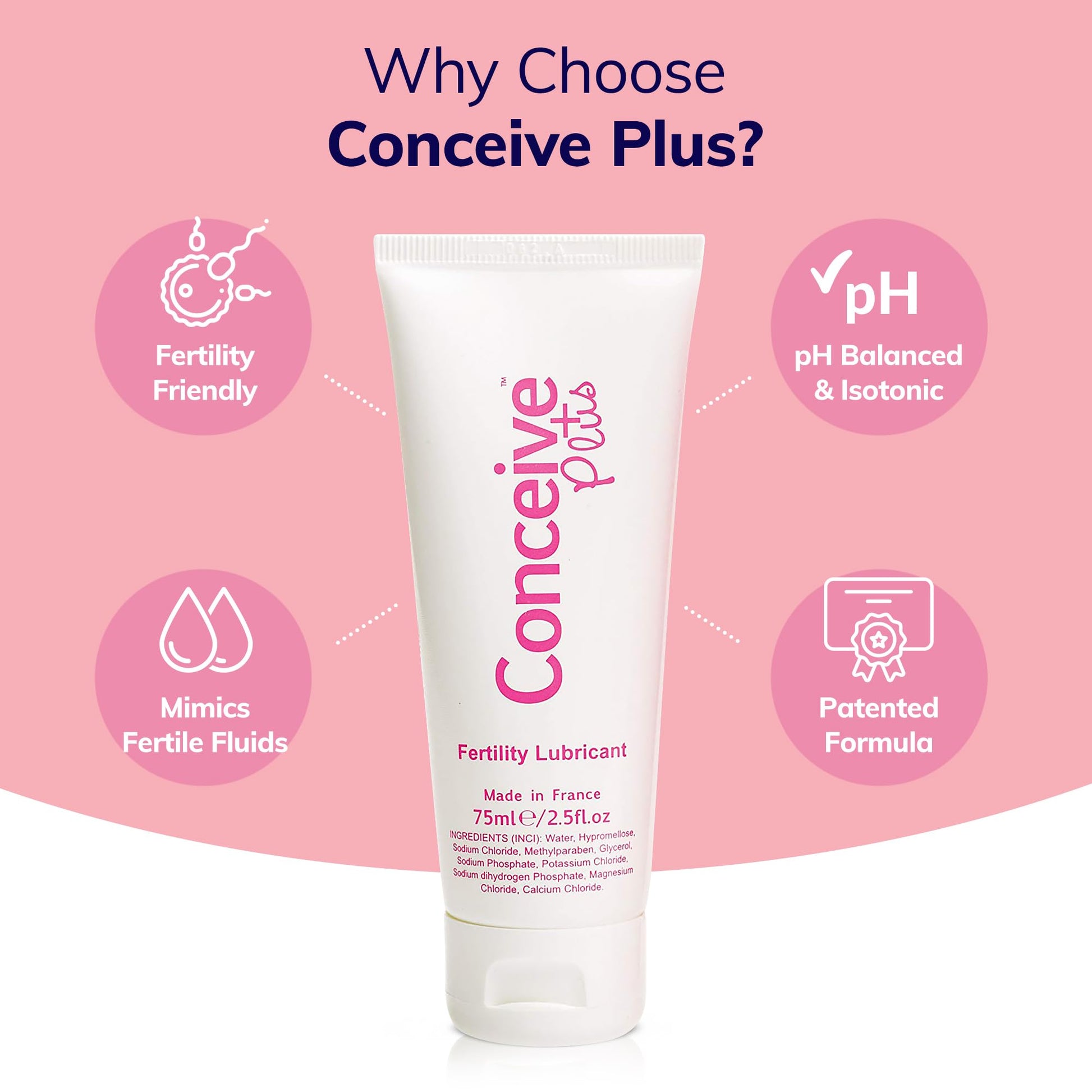 Conceive Plus Fertility Lubricant - Fertility Friendly Lube for Couples Trying to Conceive, 75ml / 2.5 fl oz CONCEIVE PLUS uk supplements