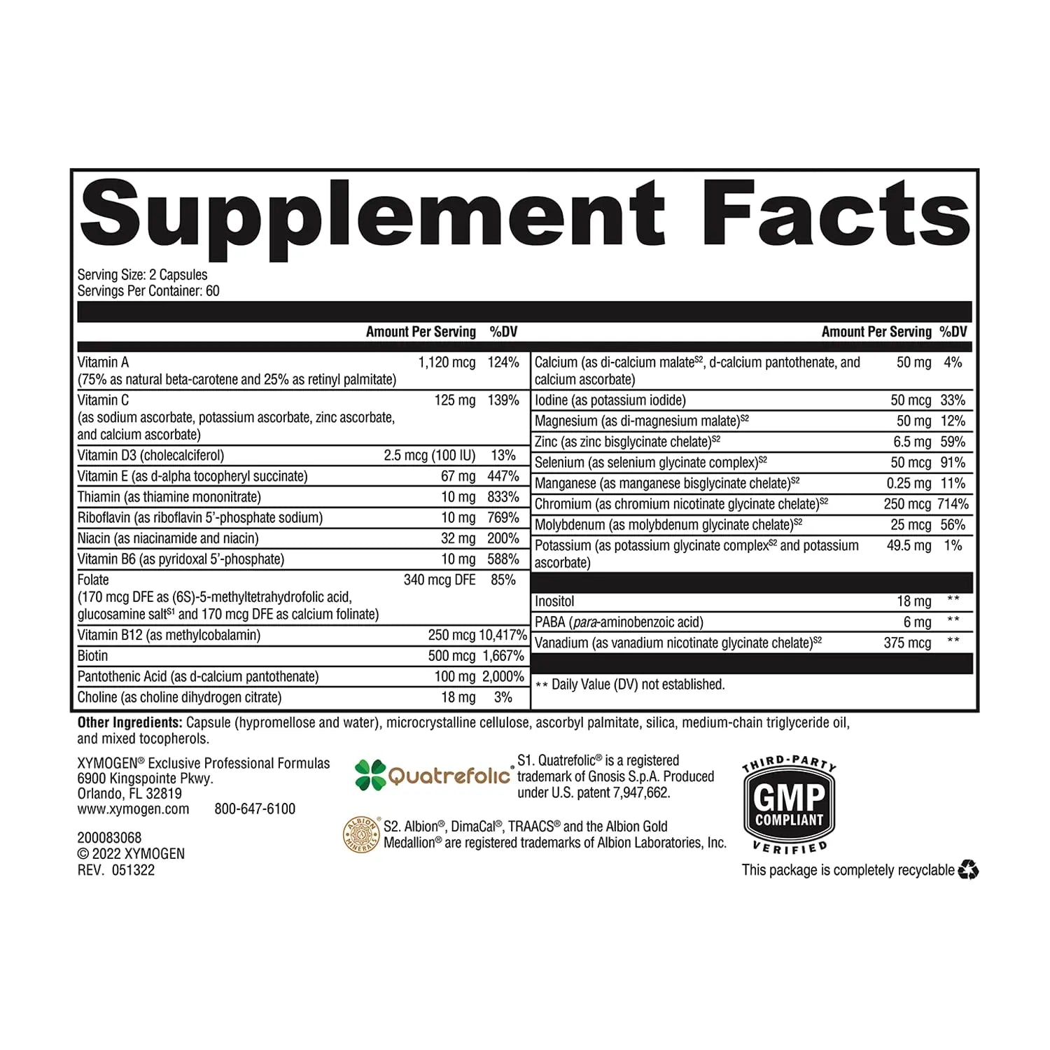 XYMOGEN ActivNutrients Without Copper & Iron - Multimineral Multivitamin for Men + Women with Folate, B12, Zinc and Vitamin C XYMOGEN uk supplements