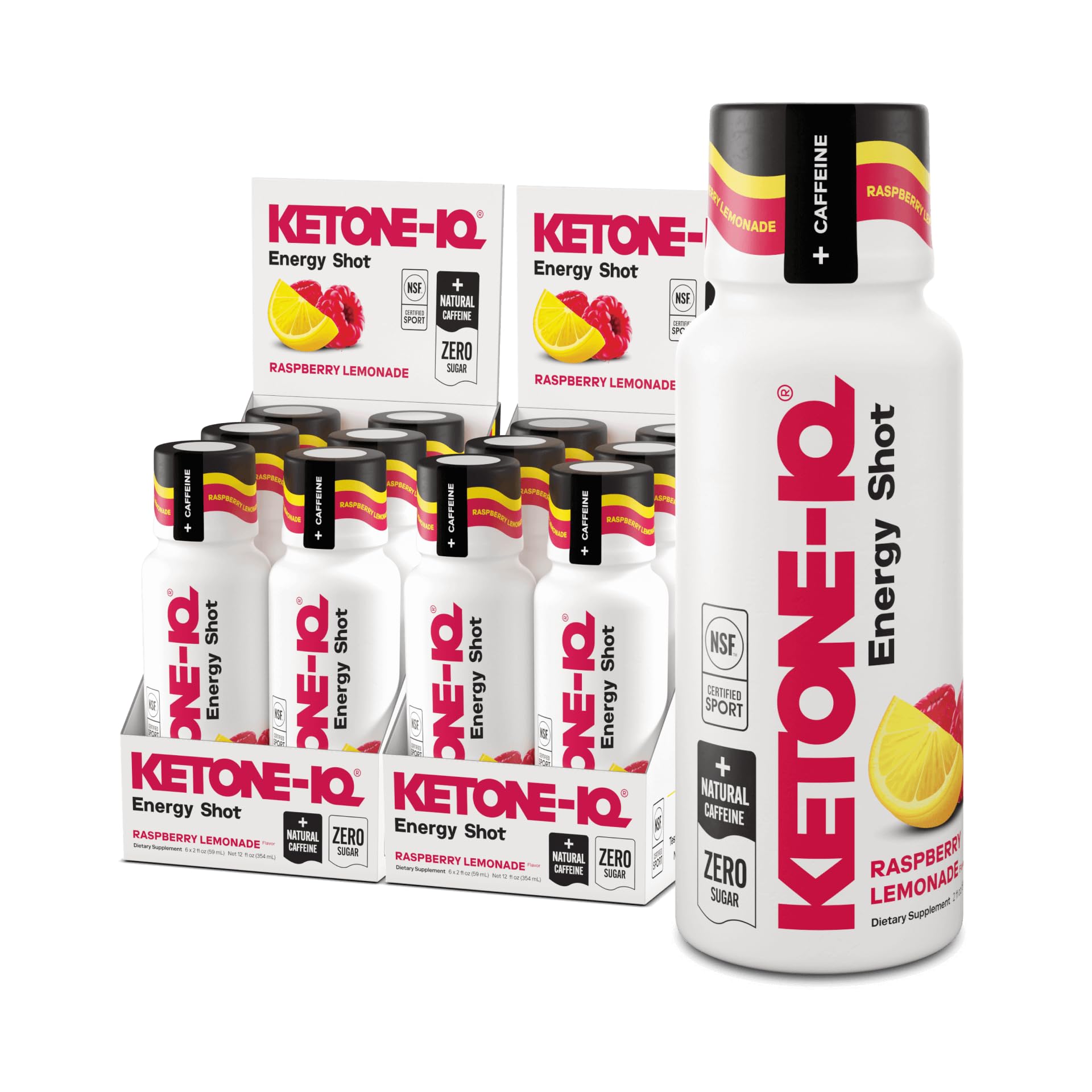 Ketone-IQ Exogenous Ketone Energy Shots with Caffeine - 12 Pack of Green Tea Caffeine Shots with 5g Bioidentical Ketones and B Vitamins - Fast Acting, On The Go Clean Energy Drink (Raspberry Lemonade) Ketone-IQ uk supplements