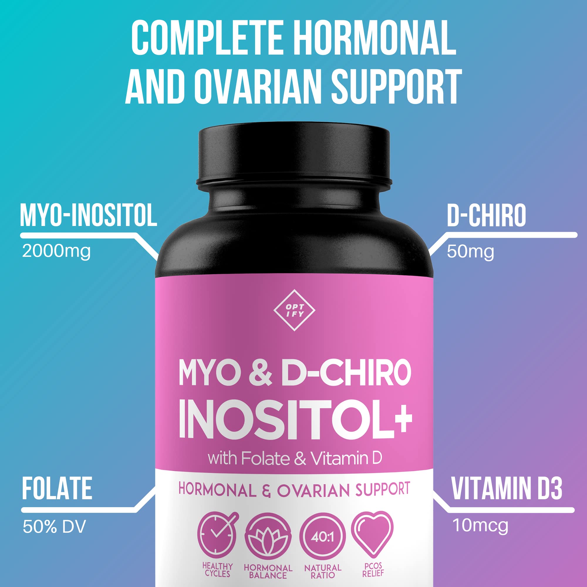 Premium Inositol Supplement Bundle - Myo-Inositol and D-Chiro Inositol Plus Folate Optify uk supplements