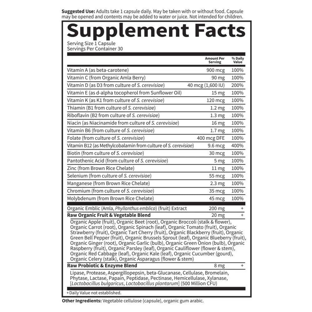 Garden of Life Vitamin Code Raw One for Men, Once Daily Multivitamin, 30 Capsules, One a Day Mens Vitamins Plus Fruit, Veggies & Probiotics Garden of Life uk supplements